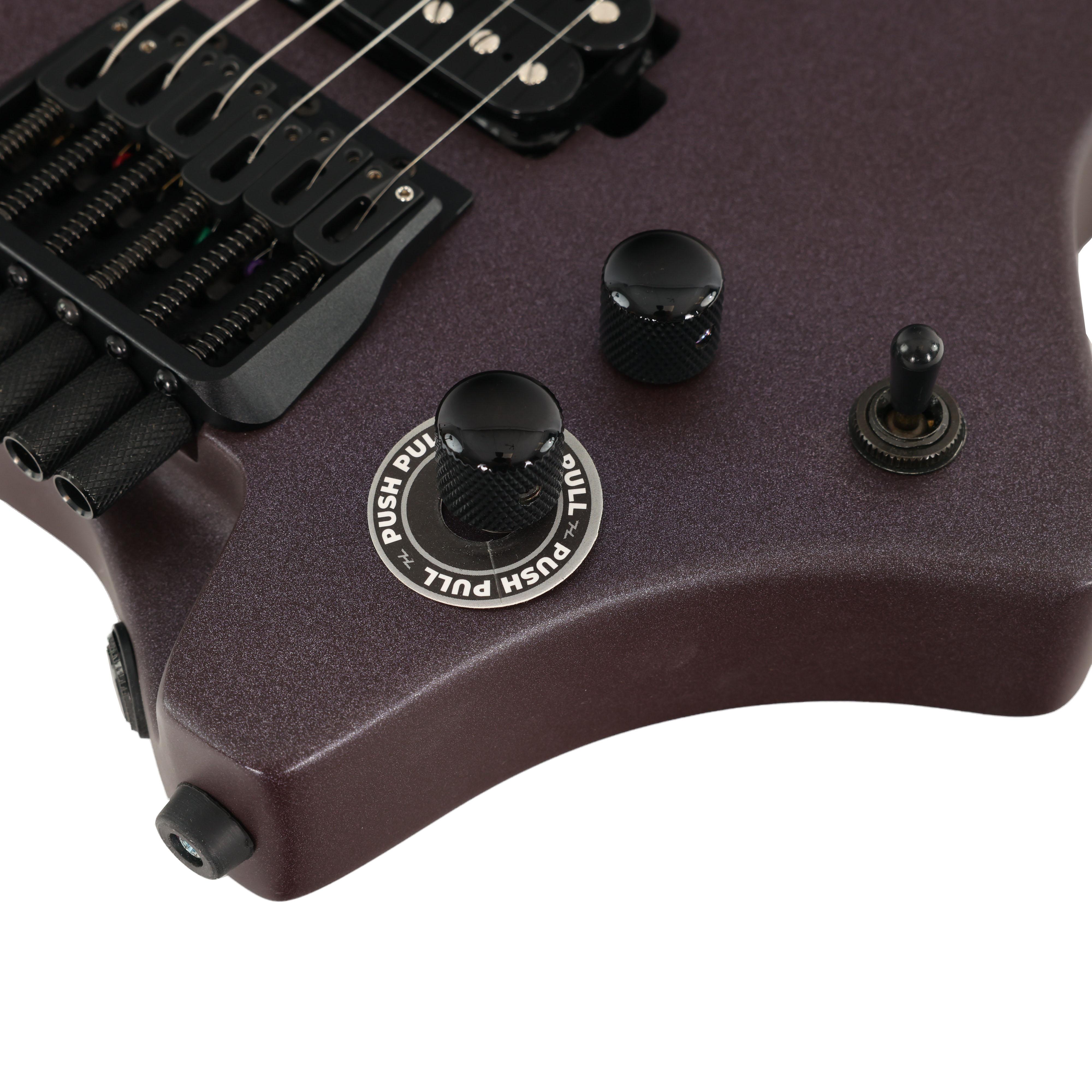 HILS NEXT HN3 Headless Electric Guitar in Satin Metallic Deep Purple - HN3SMDP-Uncovered-Pickups-Controls.jpg