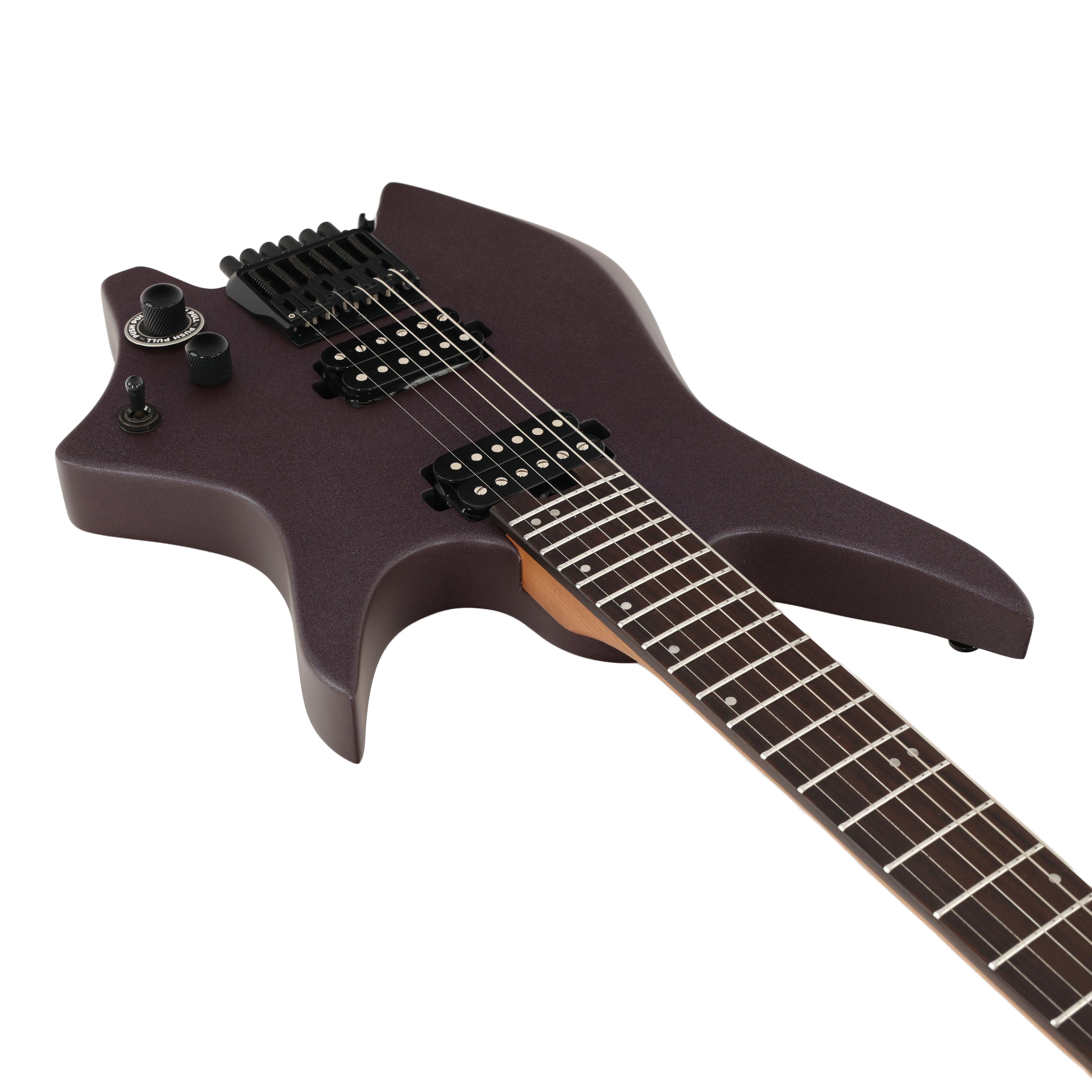 HILS NEXT HN3 Headless Electric Guitar in Satin Metallic Deep Purple - HN3SMDP-Uncovered-Pickups-Angle-2.jpg