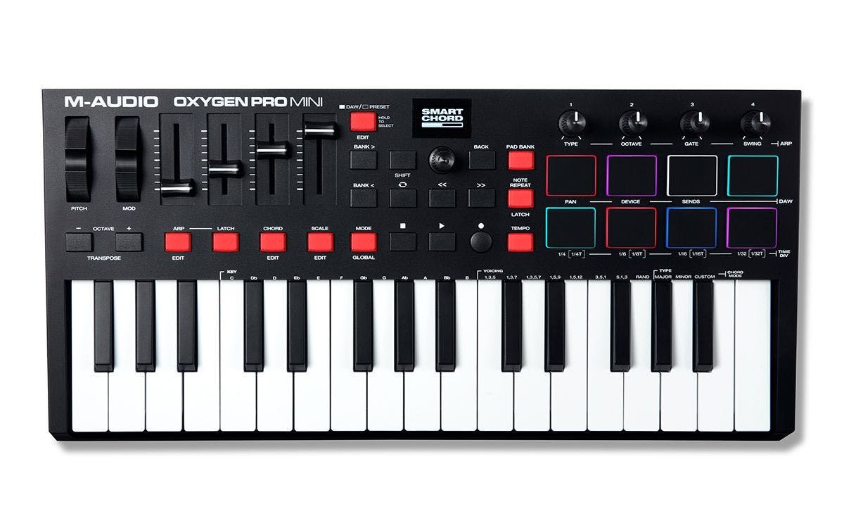 M-Audio Oxygen Pro Mini - 32-Mini Key USB/MIDI Keyboard with RGB Pads - 417806-1605872720627.jpg