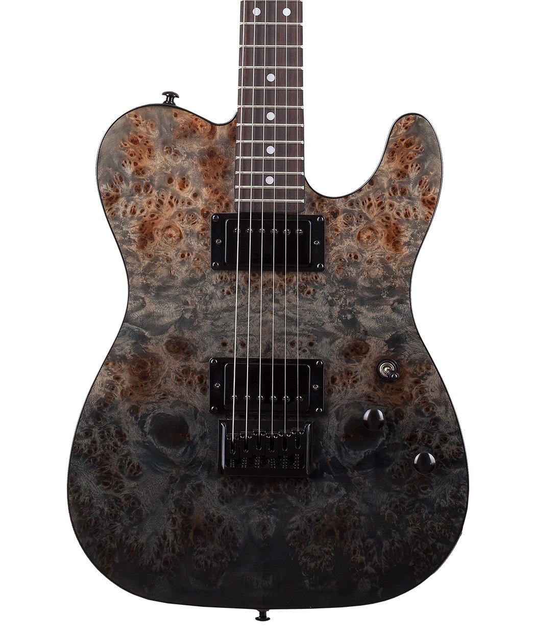Schecter PT Standard Electric Guitar in Black Fade Burst Burl - PT STANDARD BLACK FADE BURST BURL 3955 FLAT copy-hero.jpg
