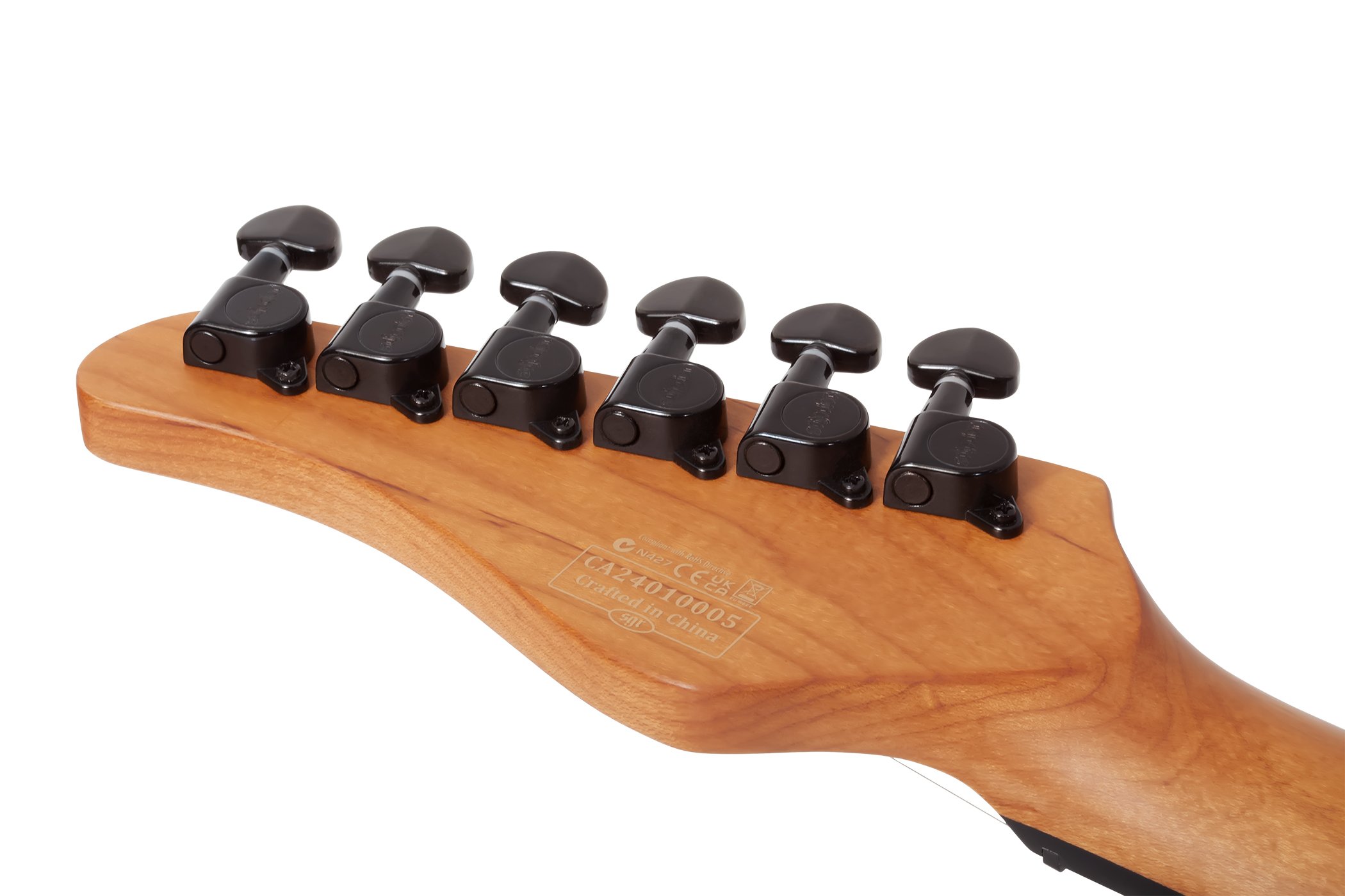 Schecter PT Standard Electric Guitar in Black Fade Burst Burl - PT STANDARD BLACK FADE BURST BURL 3955 HEADSTOCK BACK.jpg