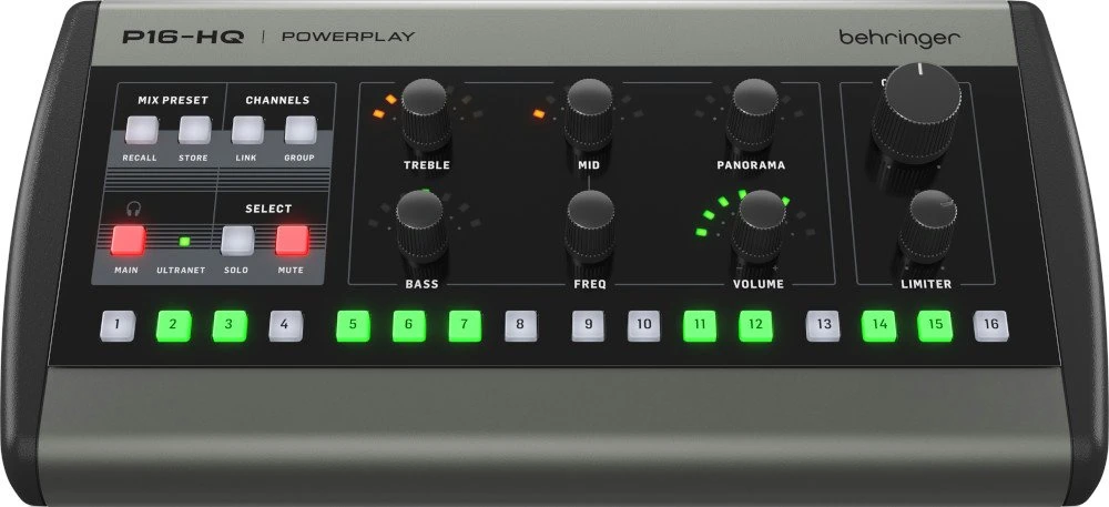 Behringer Powerplay P16-HQ - 16-Channel Personal Monitoring Mixer - Image_BE_0609-AAP_P16-HQ_Media-Top-Front .jpg