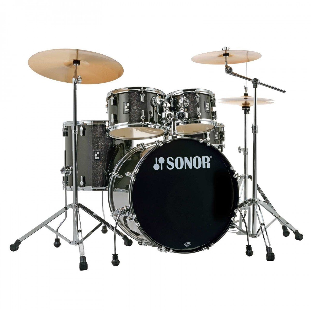 Sonor AQX Studio 20" Acoustic Drum Kit in Black Midnight Sparkle - Sonor AQX Stage Set 1.jpg
