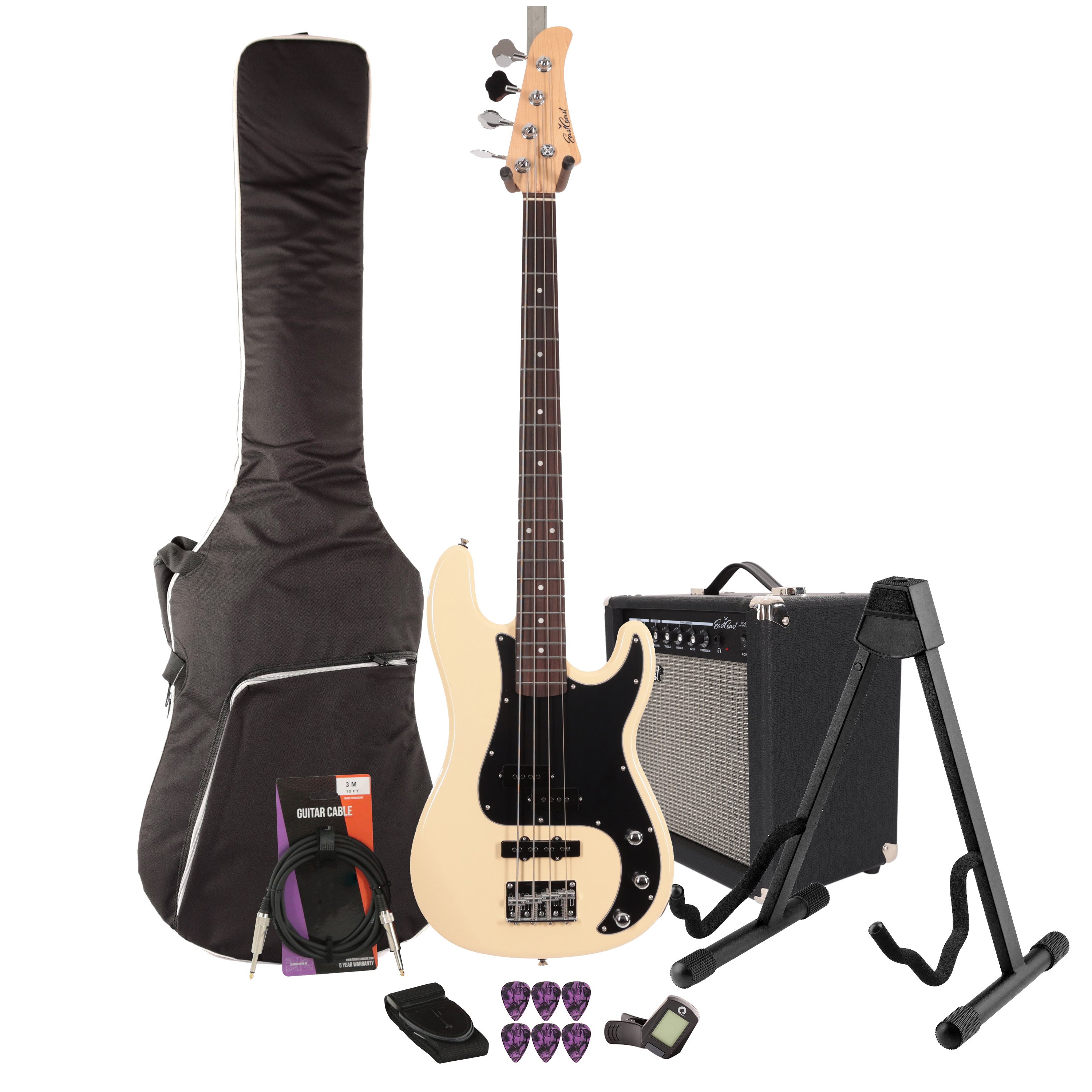 EastCoast PJ4 Bass Guitar Starter Pack in Vintage White with 25W Amp & Accessories - BUN-EC-PJ4-VWT-25.jpg
