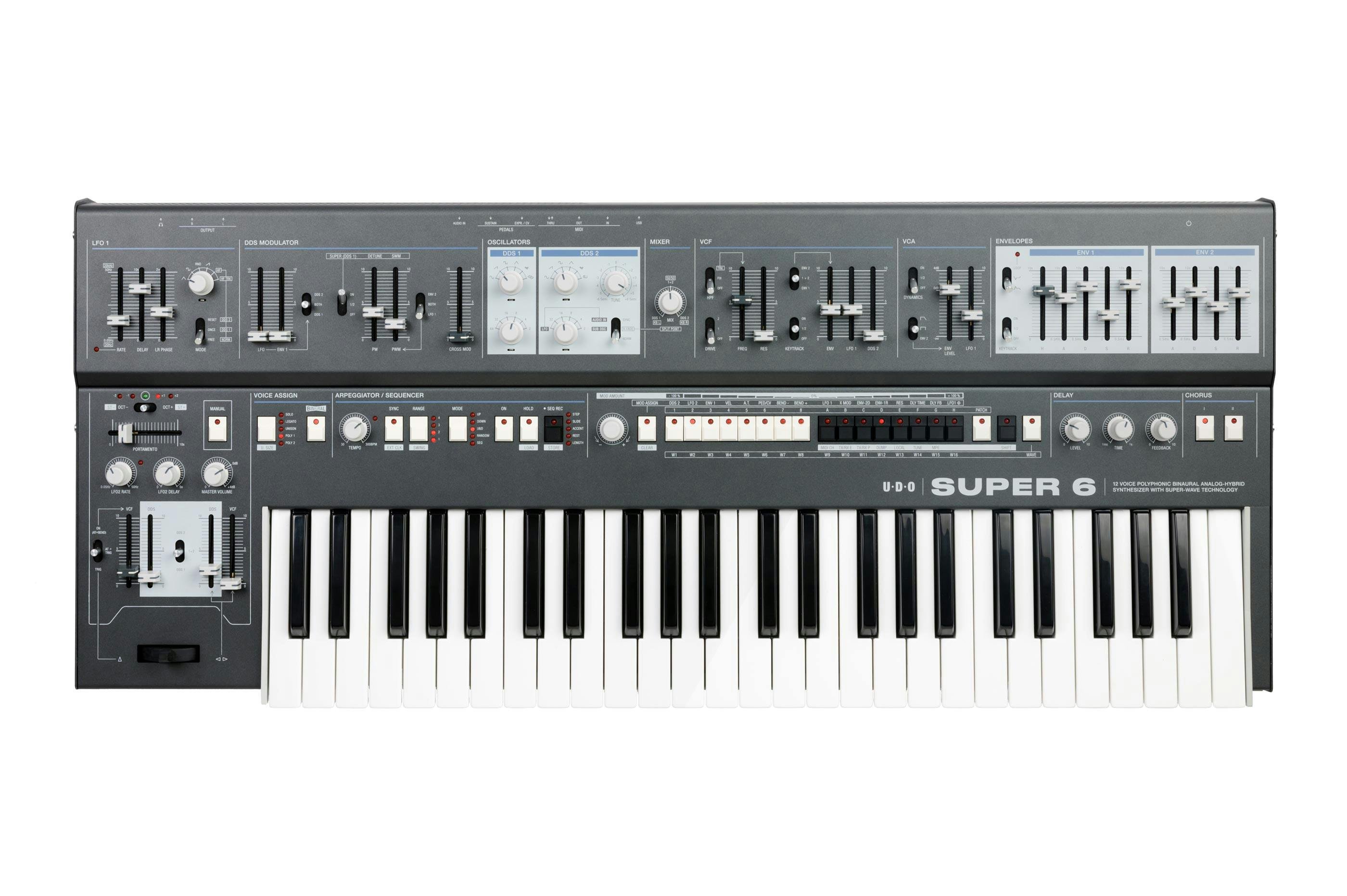 UDO Super 6 - 12 Voice Binaural Analogue Hybrid Synthesizer in