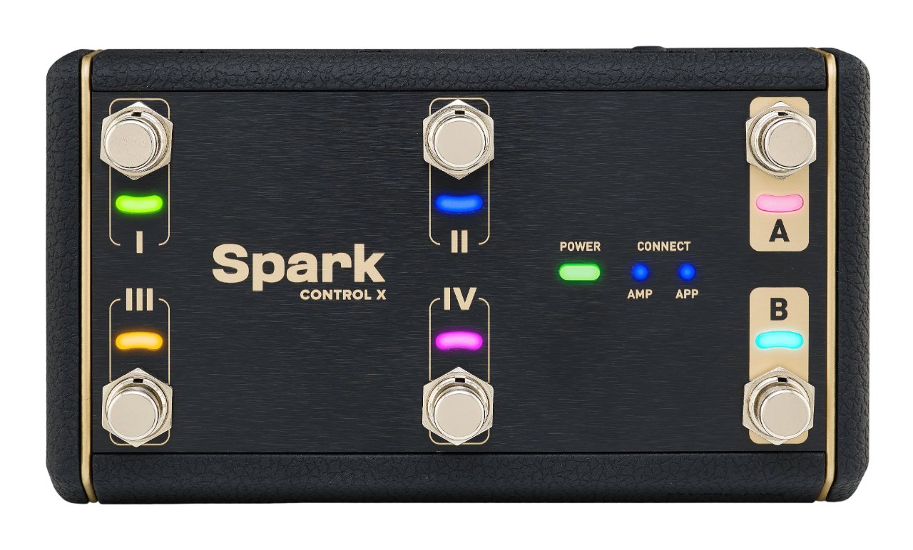 Positive Grid Spark 2 Practice Amp in Pearl with Control-X Wireless Footswitch - spark-control-x-hero.jpg