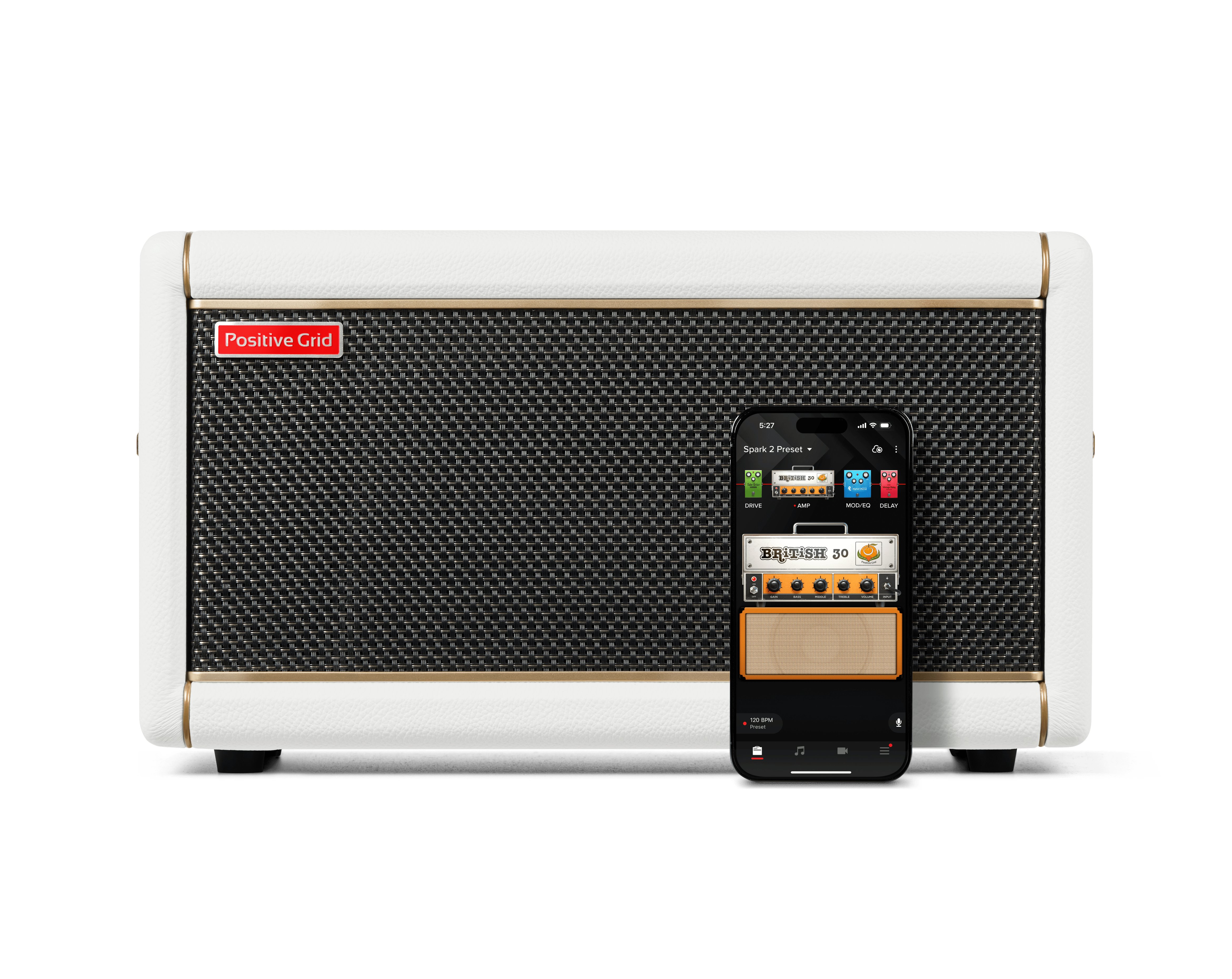 Positive Grid Spark 2 Practice Amp in Pearl with Control-X Wireless Footswitch - SPARK2-P (2).jpg