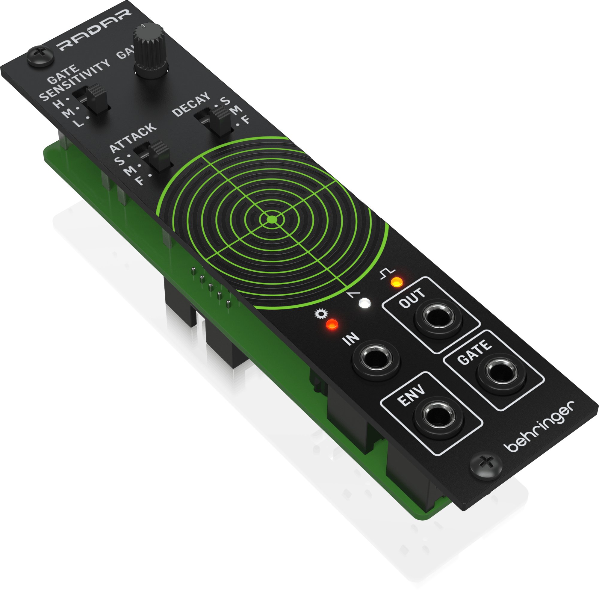 Behringer Radar contact and Pickup Microphone Eurorack Module - 0720-ACP86-000-Behringer_Radar_Eurorack_Module_Left_Tilt.jpg