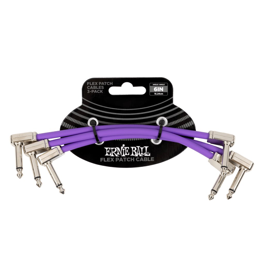 Ernie Ball 6IN Flex Patch Cable - Purple - 3-Pack - P06452.jpg