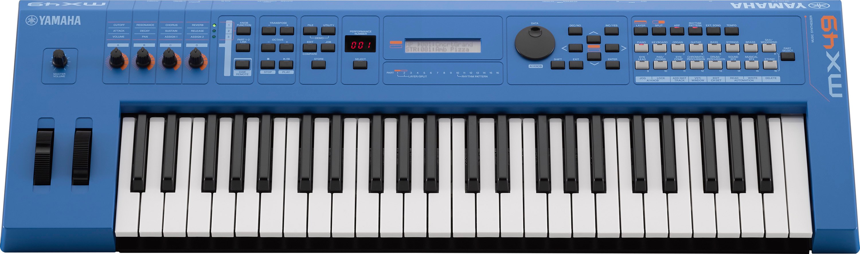 YAMAHA MX49 シンセサイザー ワークステーション キーボード Yamaha MX49 MKII - 49 Key Digital Synthesizer in BLUE - Andertons