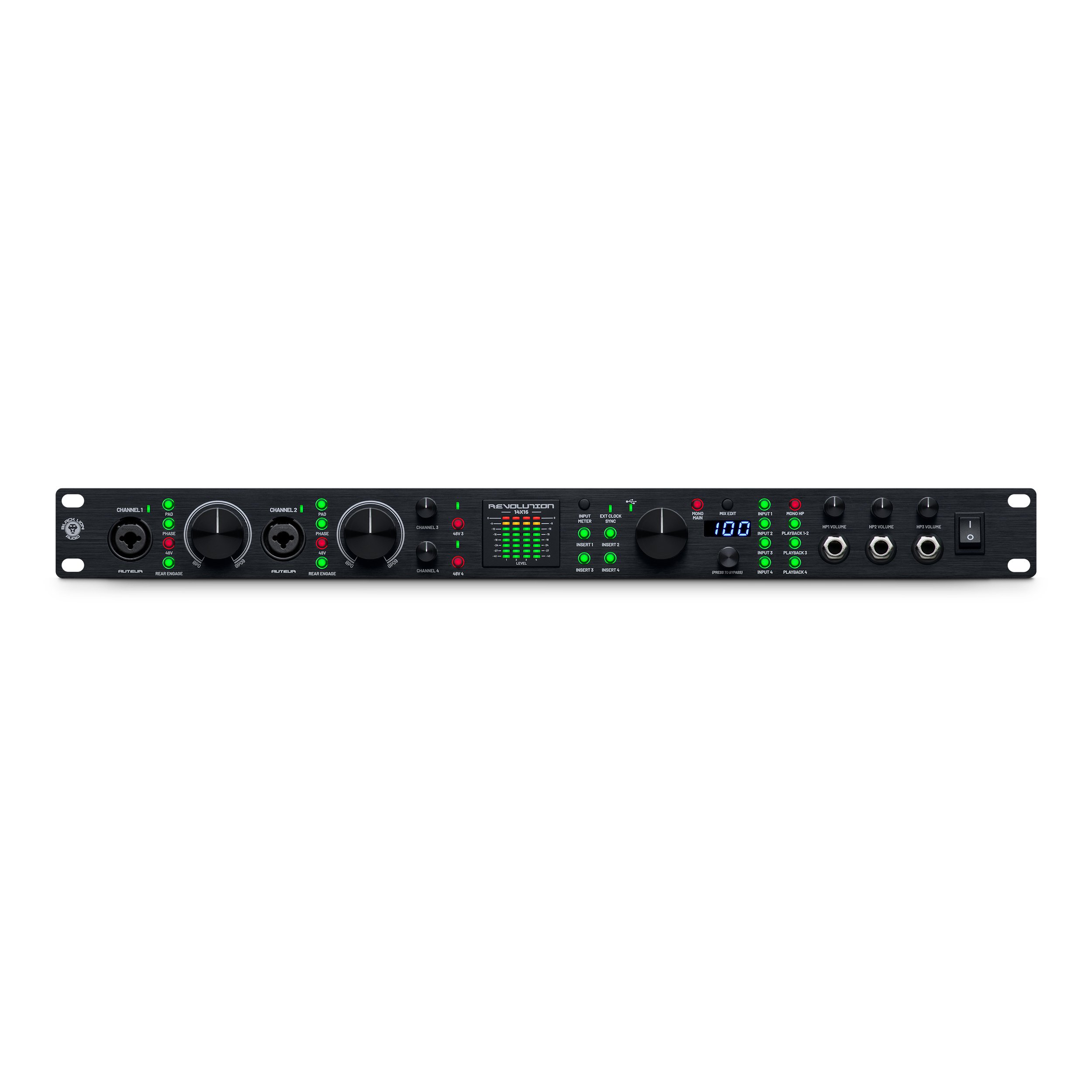 Black Lion Audio - Revolution 14x16 USB-C Audio Interface - Black-Lion-Audio-Revolution-14x16-Front.jpg