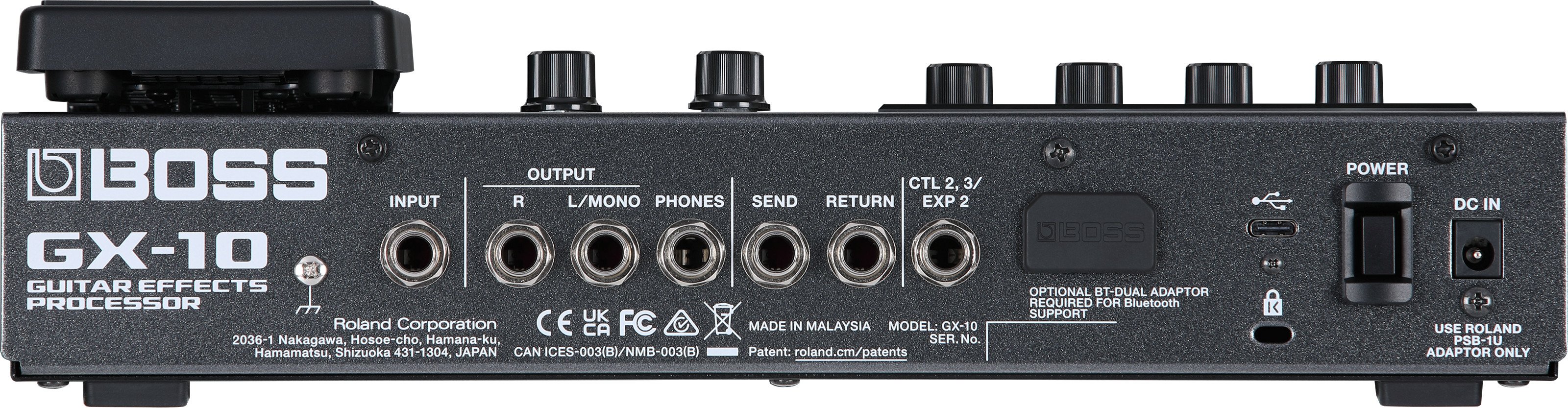 Boss GX-10 Guitar Amp and Multi FX Processor Pedal - GX-10_rear.jpg