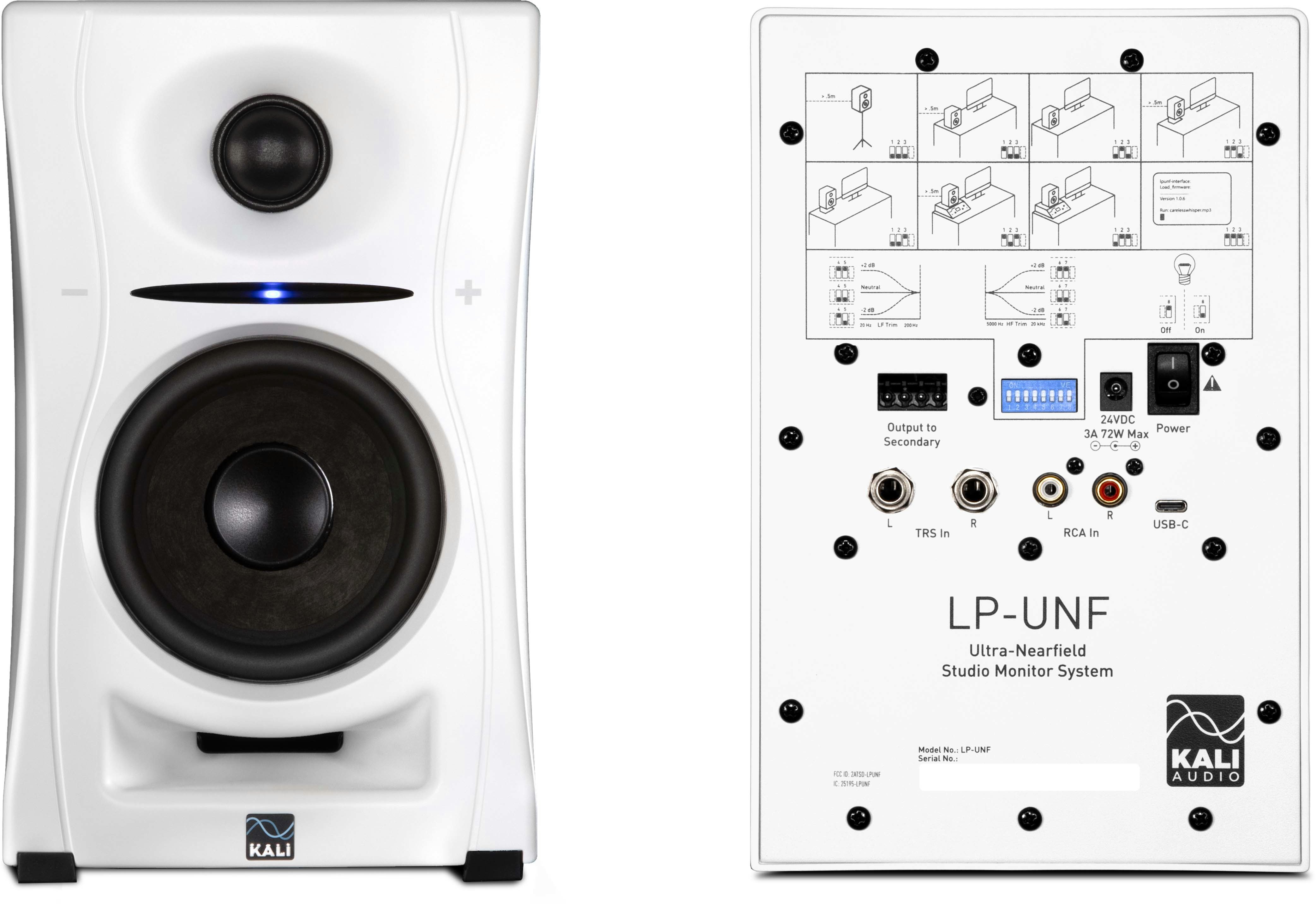 KALI 4 Inch 2-Way powered loudspeaker system withBluetooth (Pair) White - Front and Back Powered.jpg