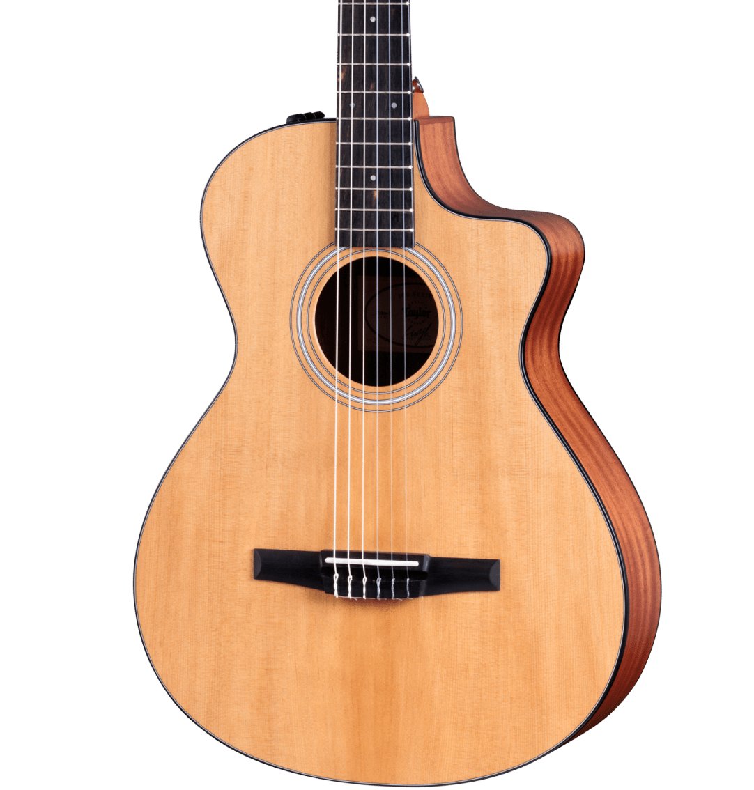 Taylor 112ce-N Grand Concert Nylon Electro-Acoustic Guitar  - Taylor-112ce-N-2203044495-FrontLeft-2024 cropped.jpg