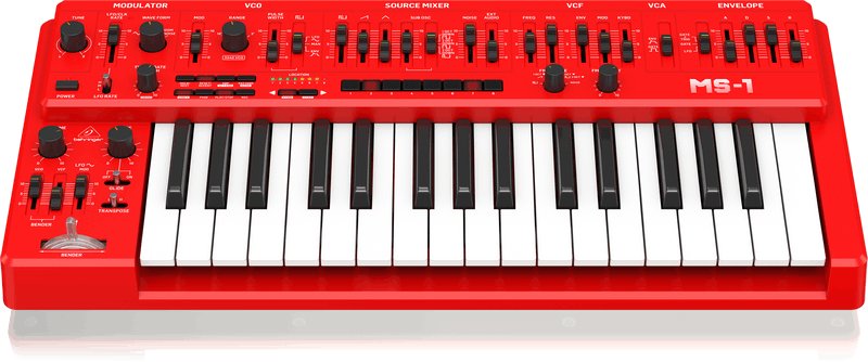Behringer MS-1-RD Analog Synthesizer in RED - 345505-MS-1-RD_P0D8D_Top-Front_L.jpg