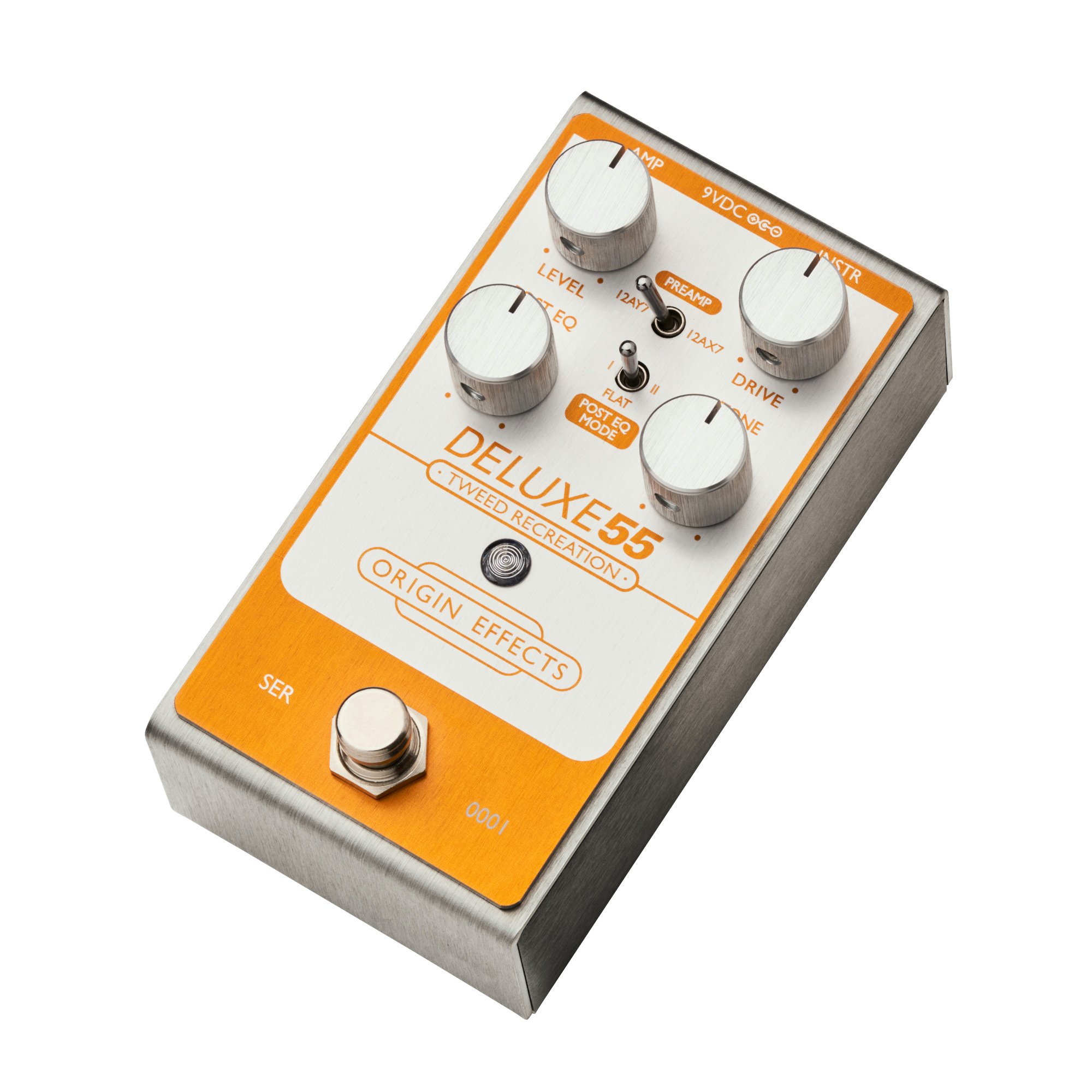 Origin Effects Deluxe55 Tweed Recreation Pedal - DELUXE55 Angle 1 (Web Use).jpg