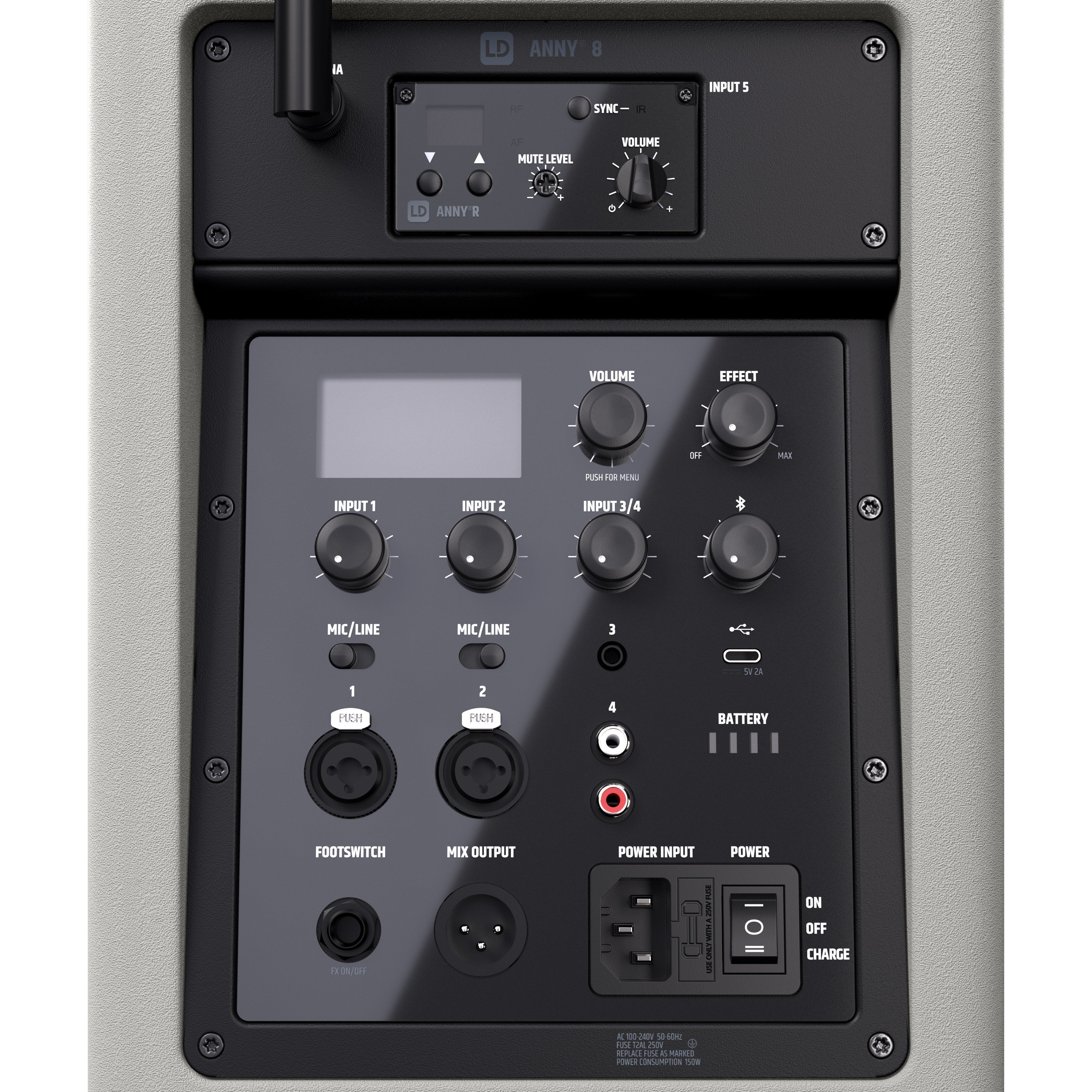 LD Systems ANNY 8 HHD B8 G battery powered PA Speaker + Mixer + Handheld Microphone in Urban Grey - LDANNY8HHDB8G (6).jpg