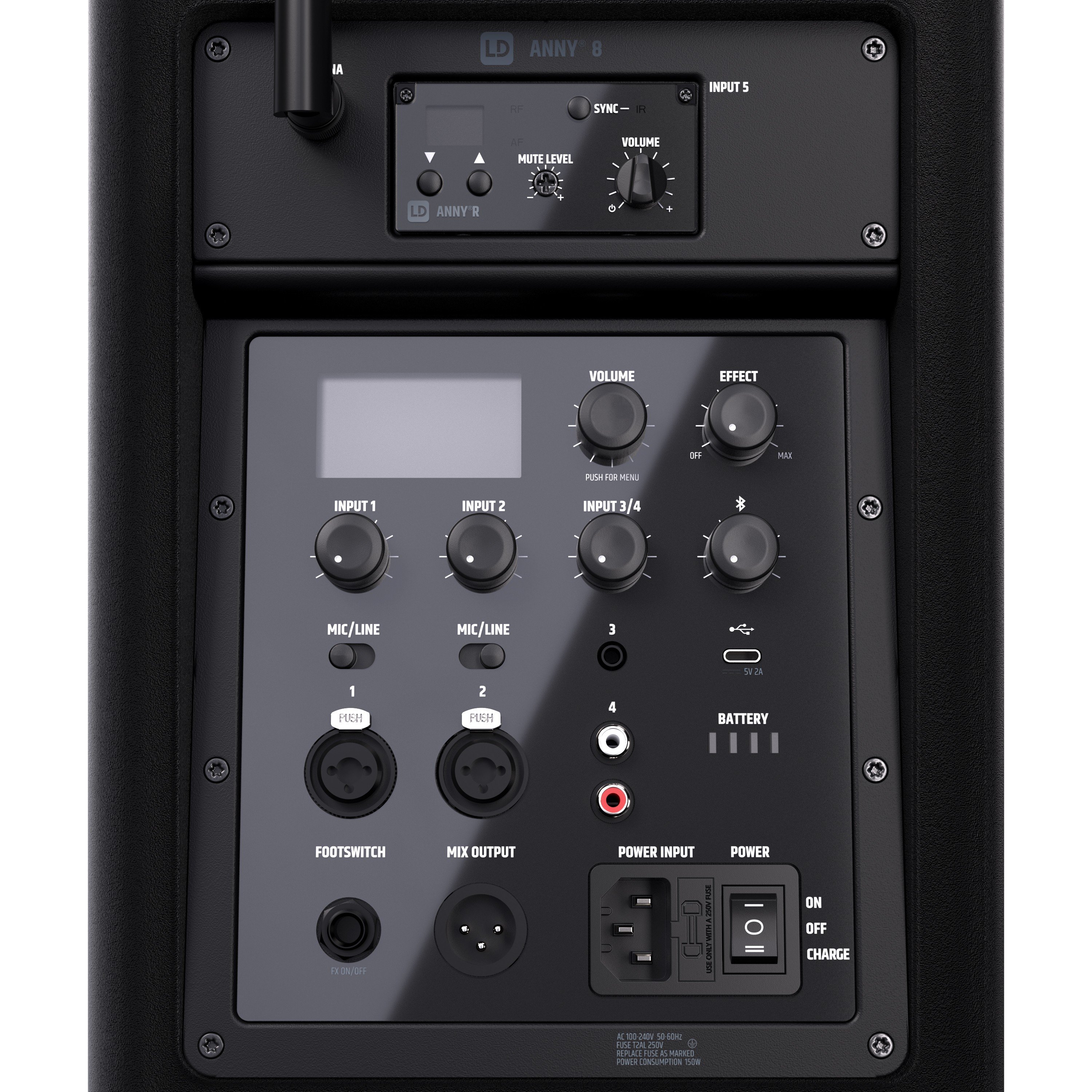 LD Systems ANNY 8 HHD B8 battery powered PA Speaker + Mixer + Headset Microphone in Stage Black - LDANNY8BPHB8 (5).jpg