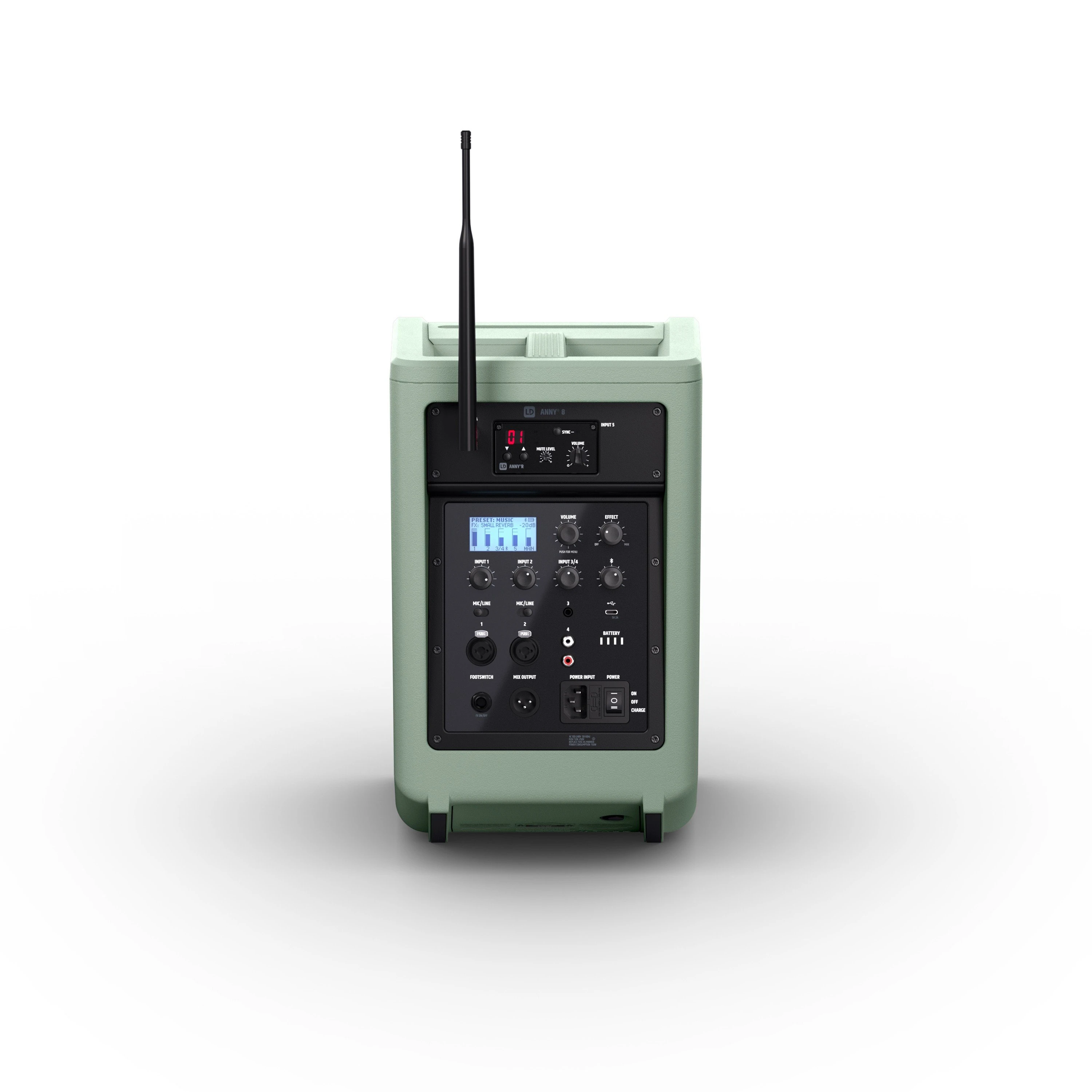 LD Systems ANNY 8 HHD B8 GN battery powered PA Speaker + Mixer + Handheld Microphone in Adventure Green - LDANNY8HHDB8GN (4).jpg