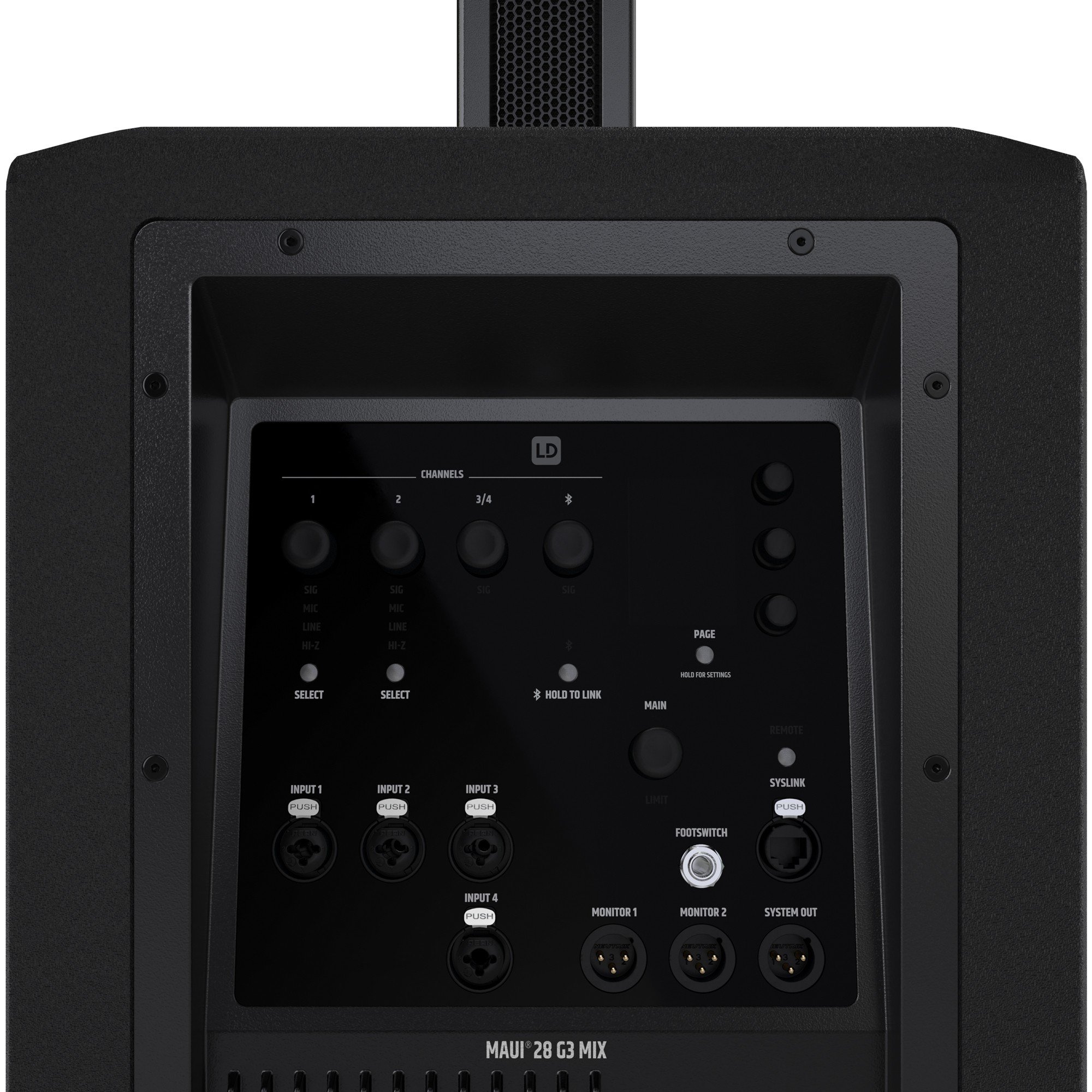 LD Systems MAUI 28 G3 MIX  Compact cardioid column PA system in Black - LDMAUI28G3MIX (17).jpg
