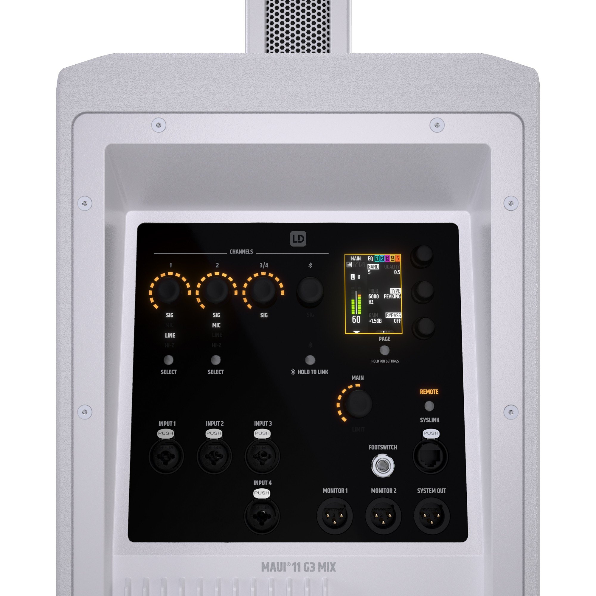 LD Systems MAUI 11 G3 MIX W Compact cardioid column PA system in White - LDMAUI11G3MIXW (18).jpg