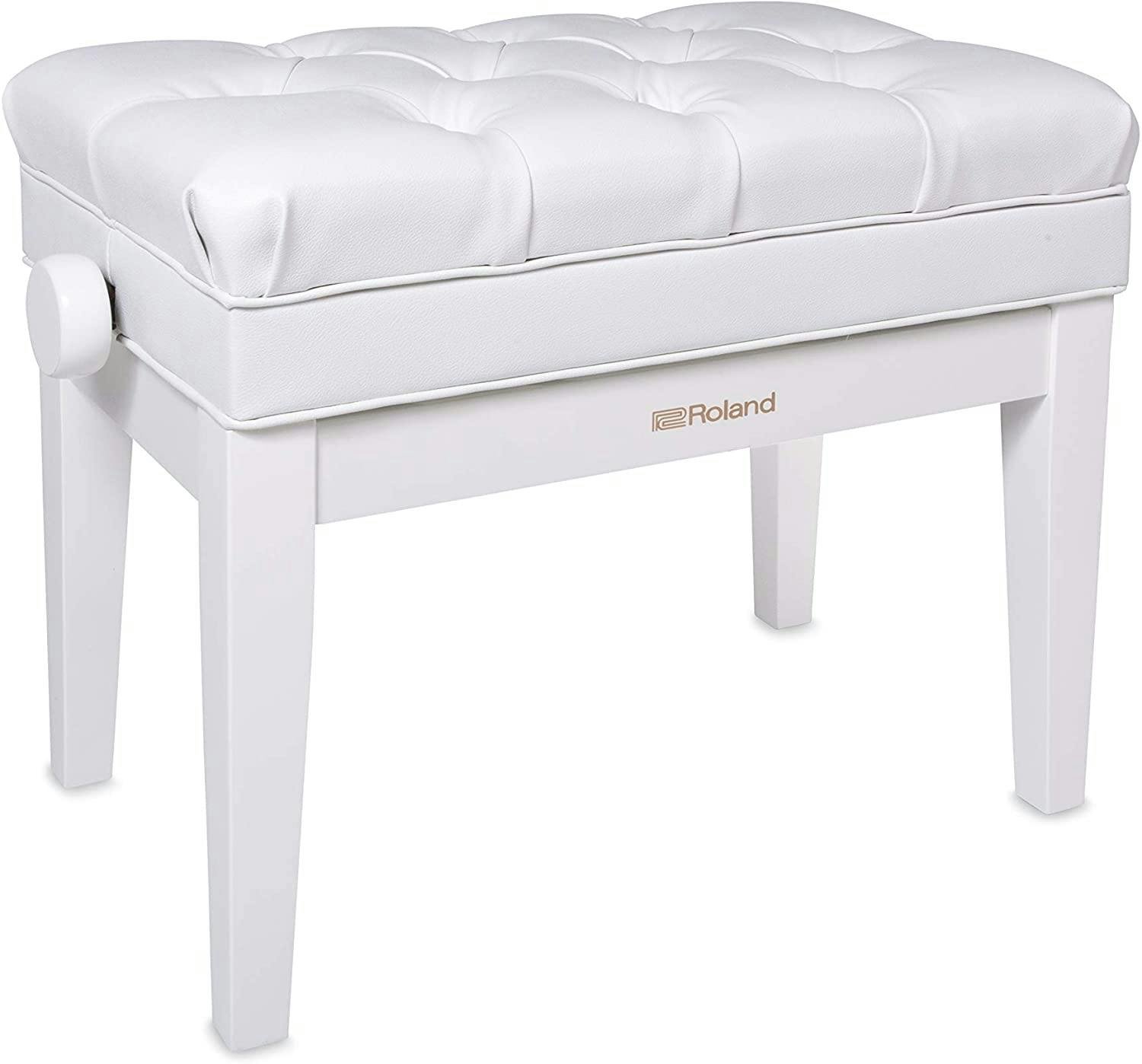 Roland RPB-500PW Piano Bench in Polished White with Vinyl Seat and Music Compartment - 514991-1654092178795.jpg