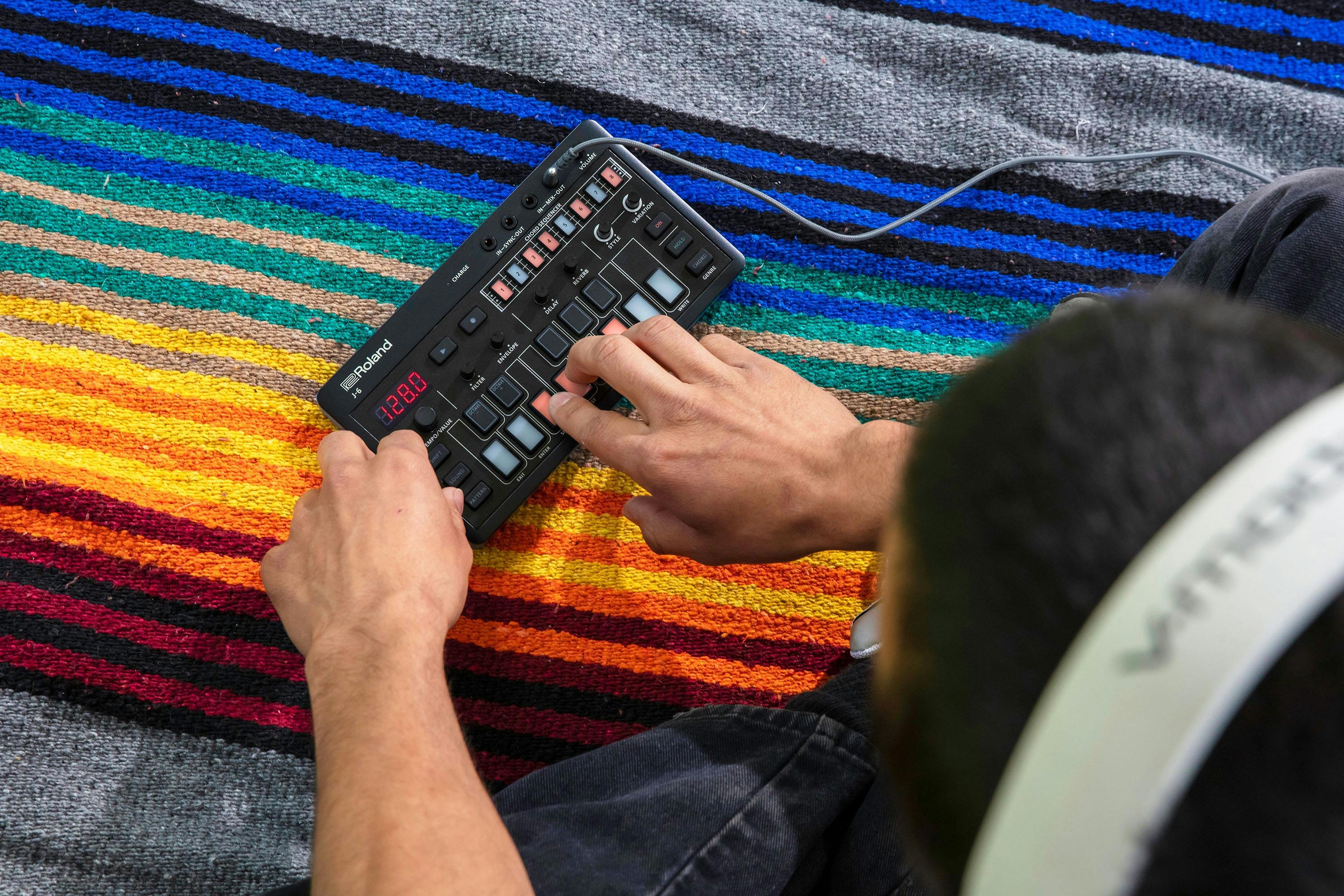 Roland J-6 AIRA Compact Chord Sequencer - 510077-AIRA Compact J-6 Playing 1.jpg