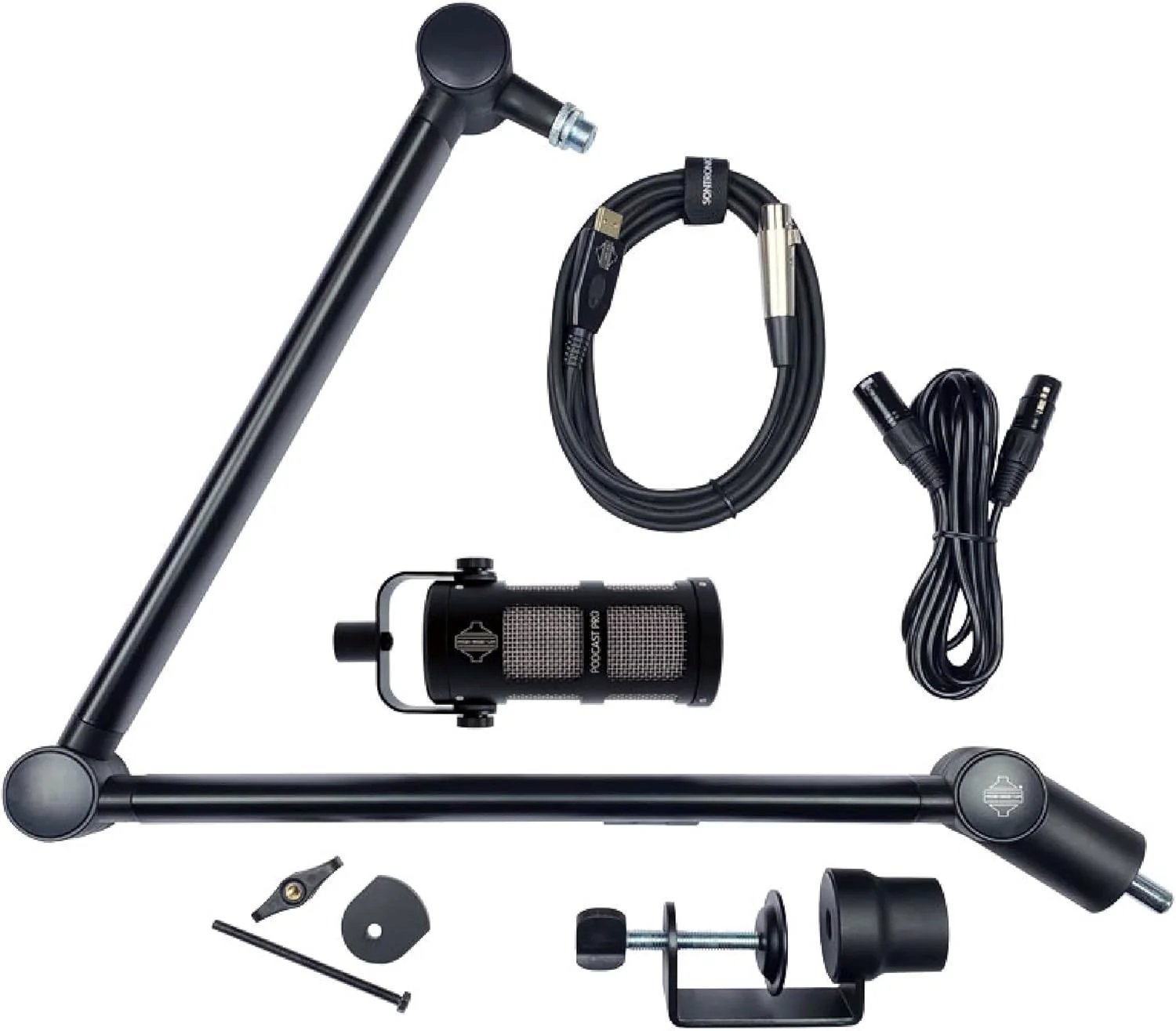 Sontronics Voicecasting Pack - BLACK Podcast Pro,ELEVATE stand,XLR-USB & XLR-XLR Cables - STVCPACKBLK.jpg