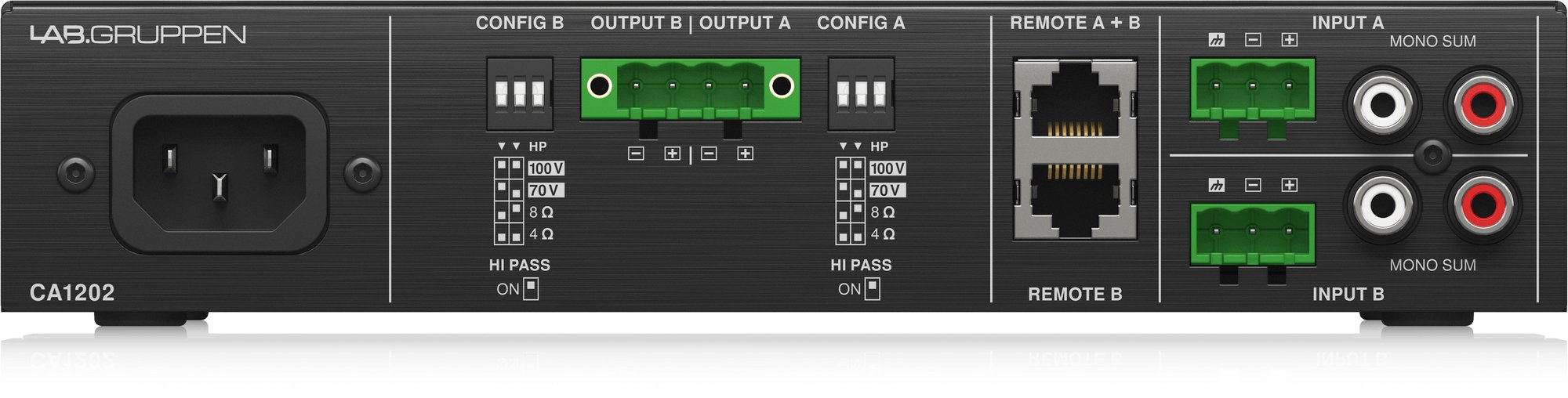 Lab Gruppen CA1202 - 2 x 120W Commercial Amplifier  - CA1202_P0DAC_Rear2_XL.jpg