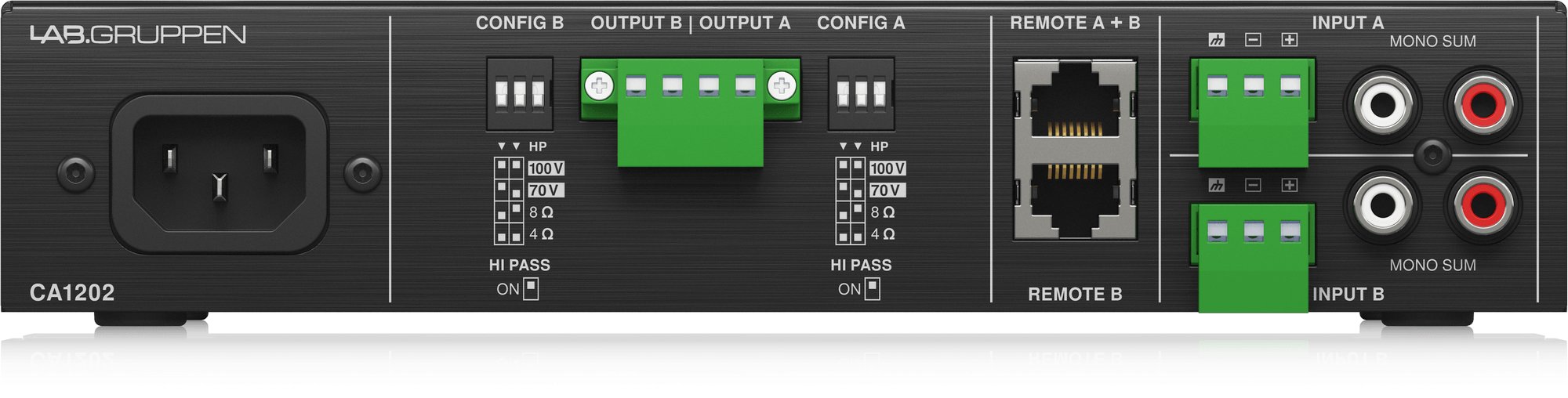 Lab Gruppen CA1202 - 2 x 120W Commercial Amplifier  - CA1202_P0DAC_Rear1_XL.jpg