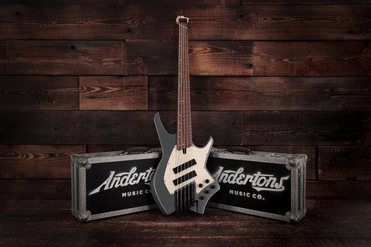 Hils HNB5 Headless 5-String Bass Guitar Fan Fret in Gloss Gunmetal Grey Silent Bundle  - HNB5G-NS-GMG   (7).jpg
