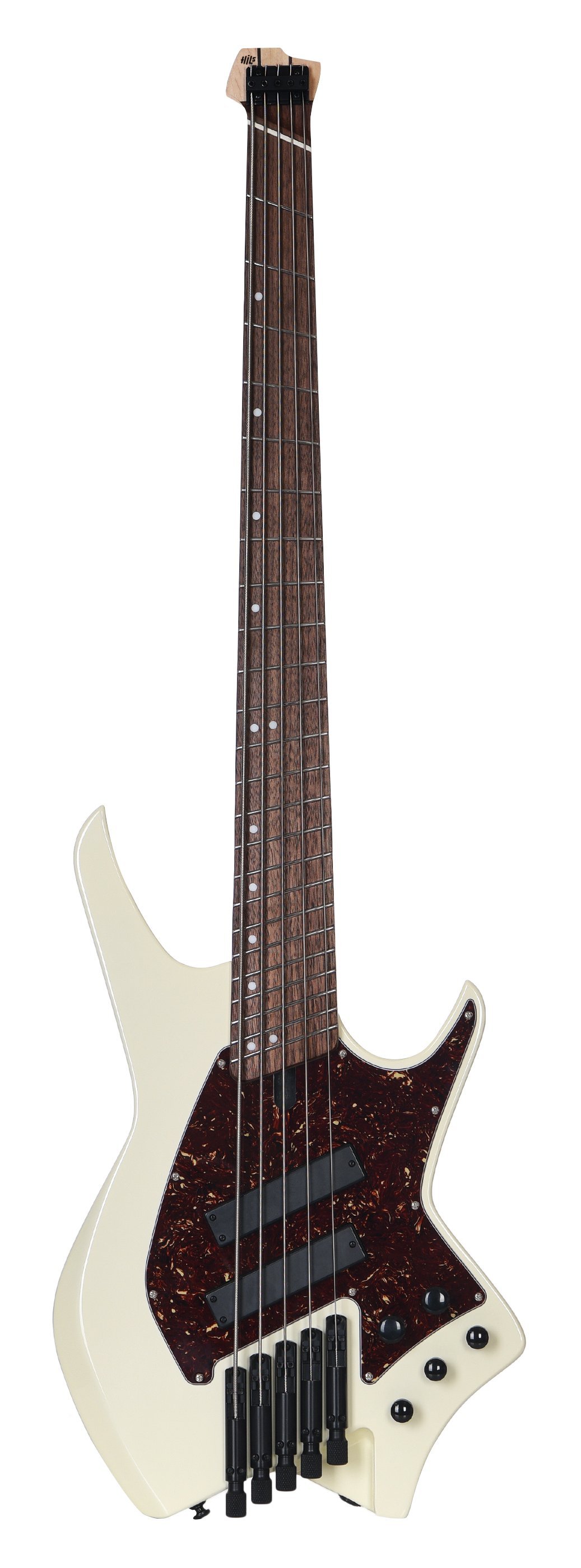 Hils HNB5 Headless 5-String Bass Guitar Fan Fret in Gloss Ivory Silent Bundle  - DSC_8004_PNG__02833.jpg