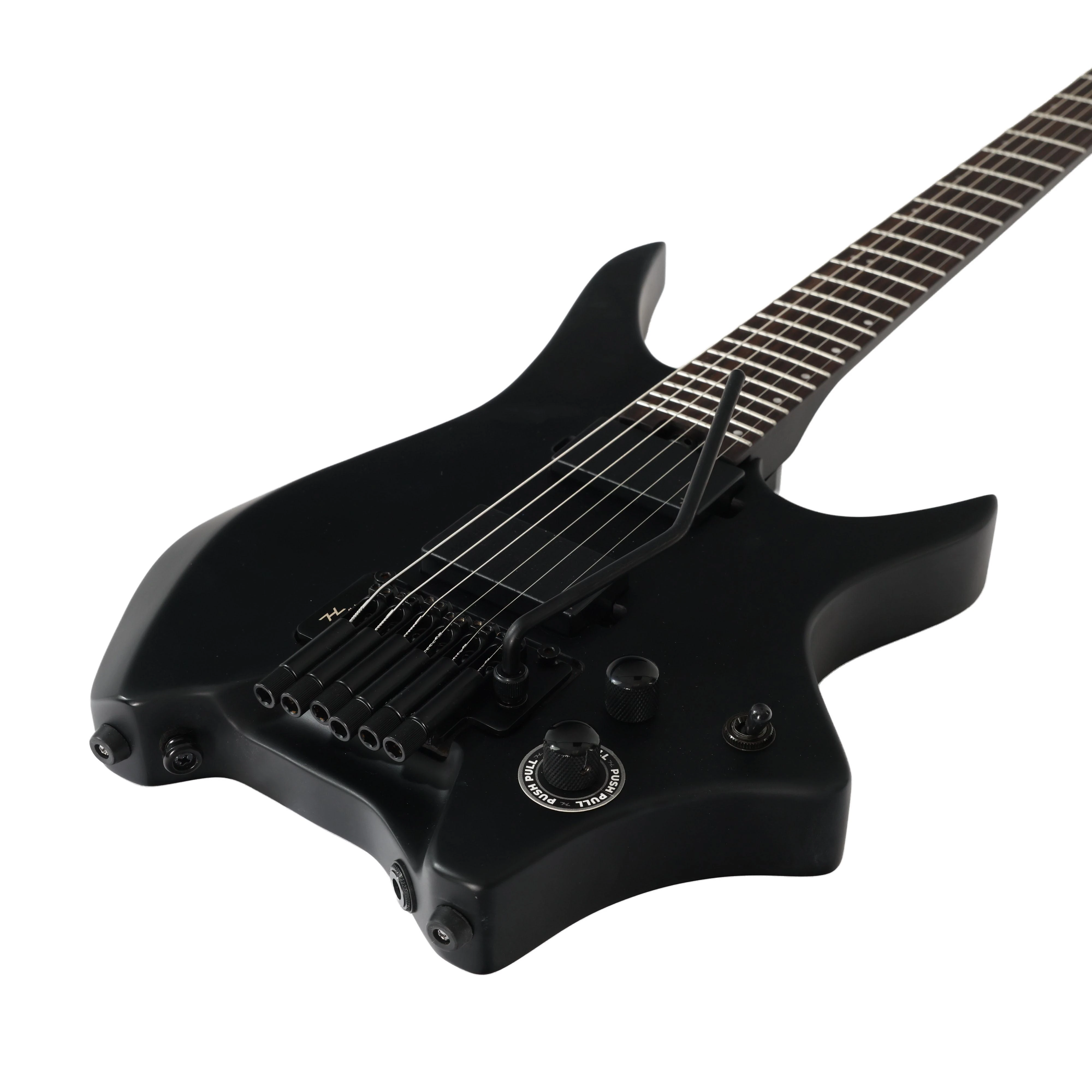 HILS NEXT HN5 Headless Electric Guitar in Satin Black - HN5S-NS-B-Photo-Angle.jpg