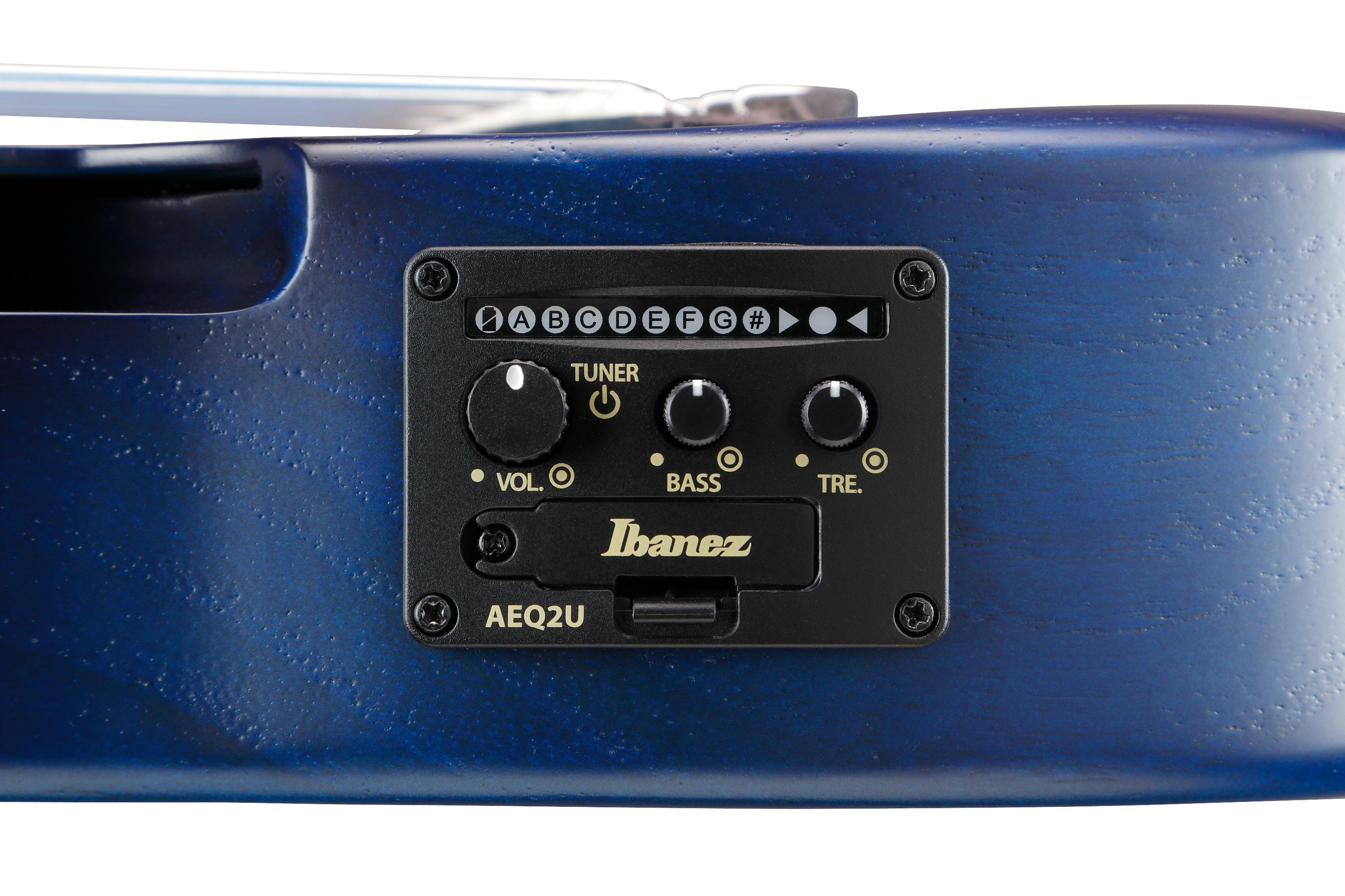 Ibanez AUP10FMNE Advanced Electro Acoustic Ukulele in Transparent Blue Sunburst Open Pore - AUP10FMNE_TBO_2Y_01_L.jpg