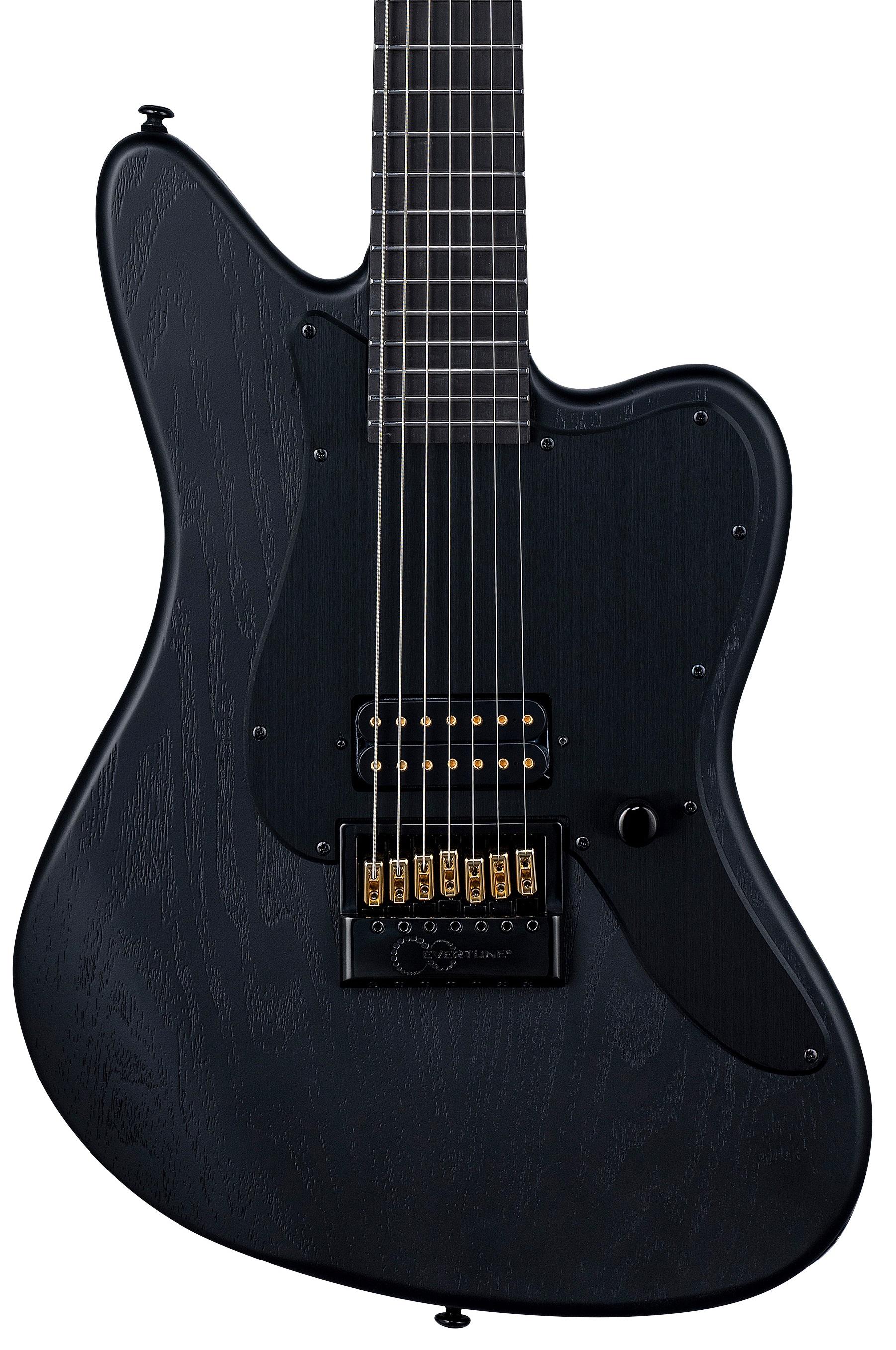 ESP LTD Alex Wade AW-XJ7 7-String Baritone Evertune Electric Guitar in Black Open Grain Satin - AW-XJ7 BARITONE EVERTUNE_OGBLKS_FRONT1-hero.jpg
