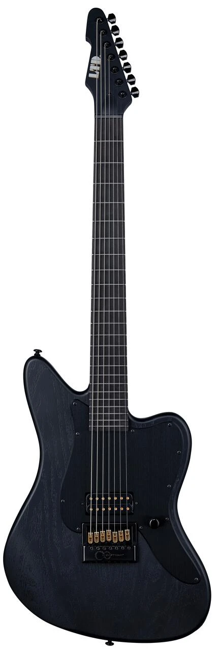 ESP LTD Alex Wade AW-XJ7 7-String Baritone Evertune Electric Guitar in Black Open Grain Satin - AW-XJ7 BARITONE EVERTUNE_OGBLKS_FRONT1.jpg