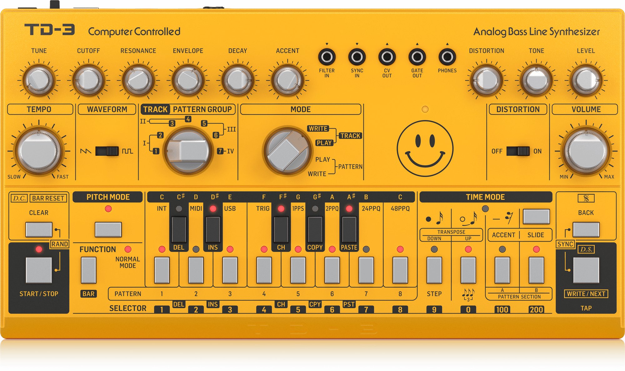Behringer TD-3 Analogue Bass Line Synthesizer in Yellow - 472925-TD-3-AM_P0ECM_Top_XL.jpg