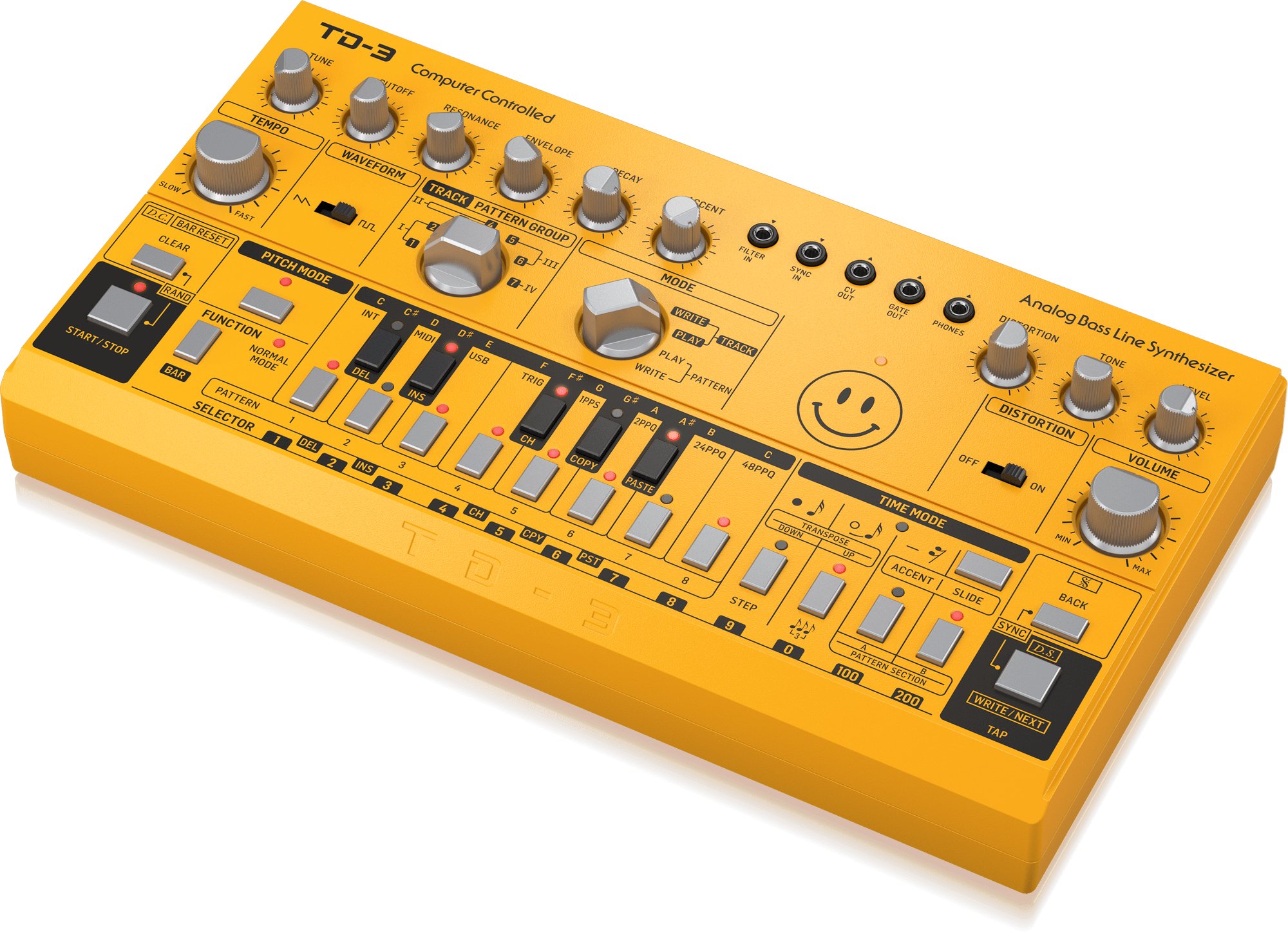 Behringer TD-3 Analogue Bass Line Synthesizer in Yellow - 472926-TD-3-AM_P0ECM_Right_XL.jpg
