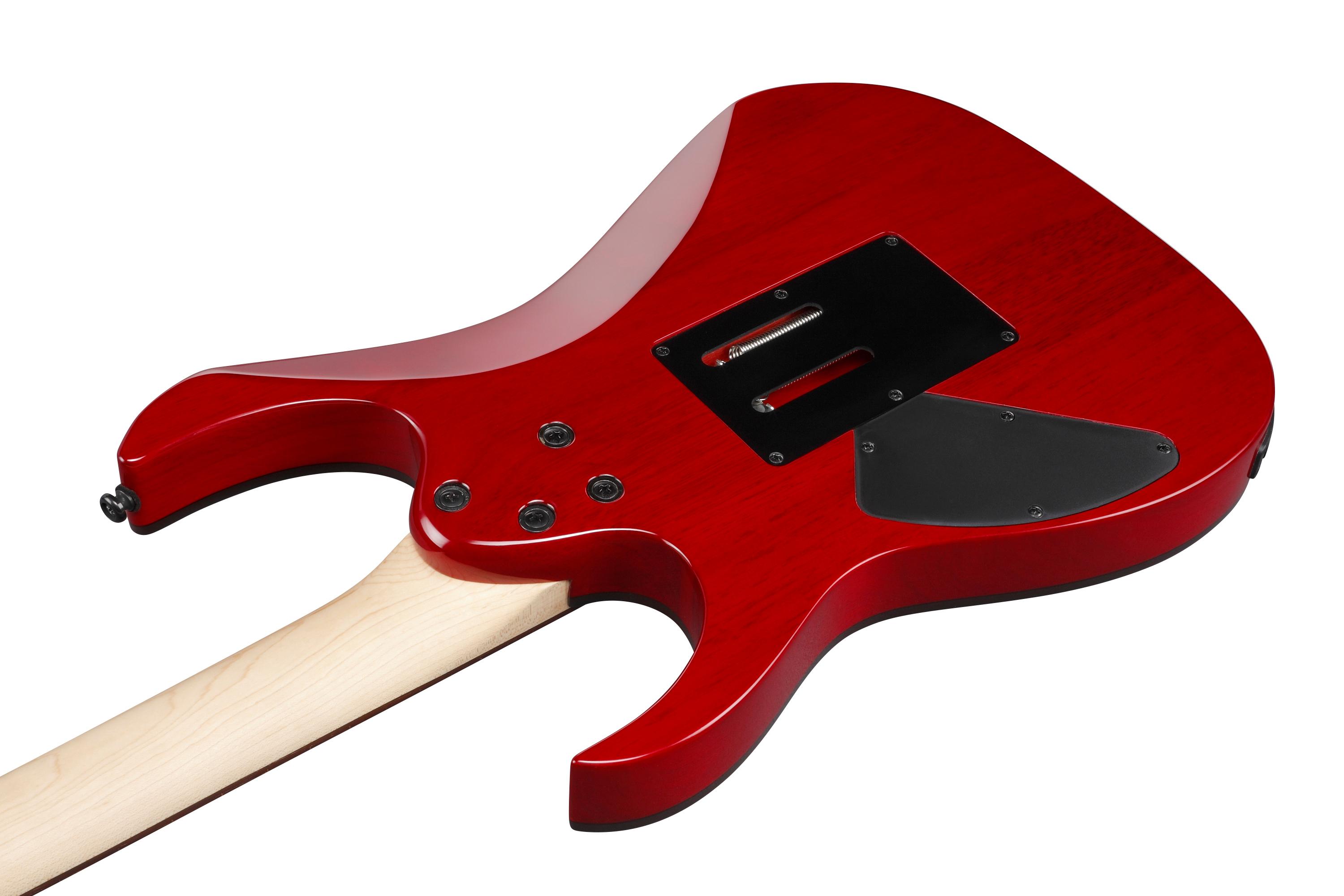 Ibanez RG Series with Poplar Burl Top in Red Eclipse Burst