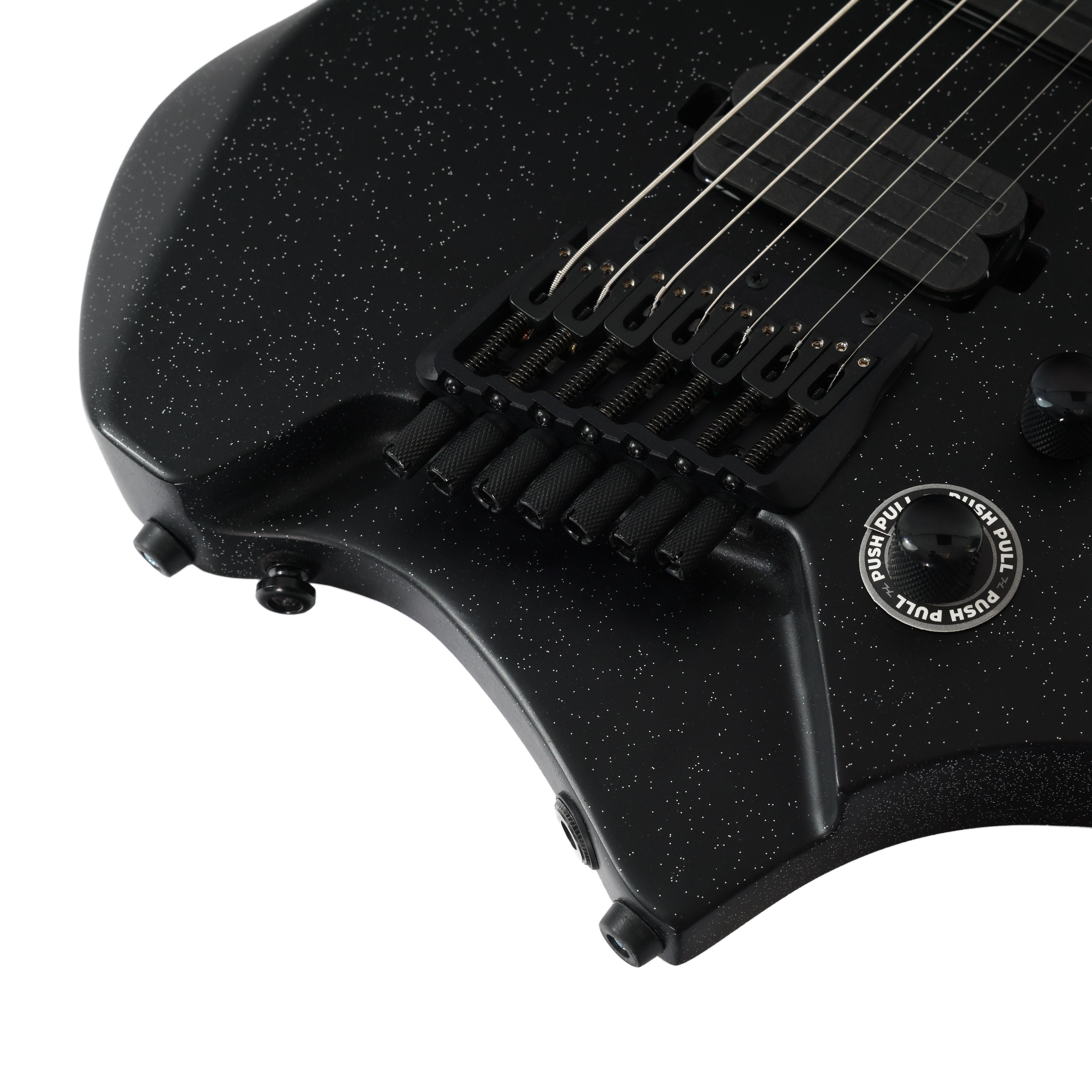 HILS NEXT HZ7 Multi-Scale 7-String Headless Electric Guitar in Satin Galaxy Black - HZ7SGB-Photo-Bridge.jpg