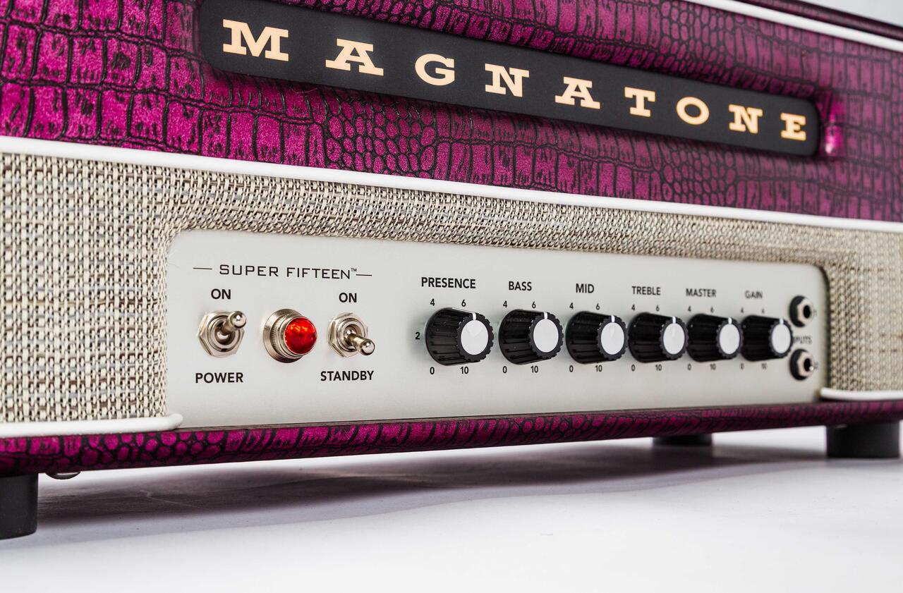 Magnatone Billy Gibbons Signature Super Fifteen Head in Chrome Grape - Super-15-Head-Front-Angled_compressed.jpg