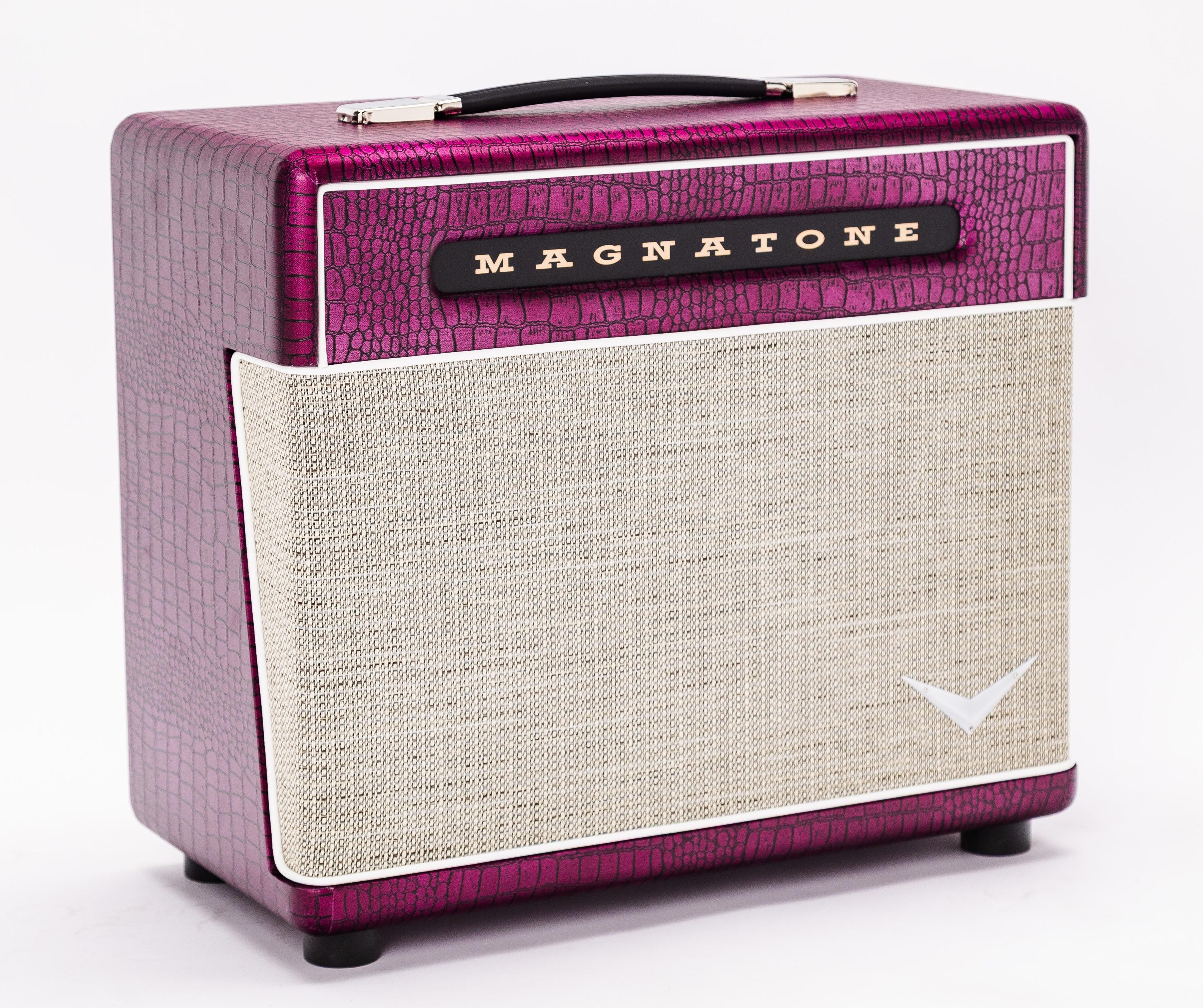 Magnatone Billy Gibbons Signature Baby M-80 1x10 Extension Cab in Chrome Grape - Baby-M80-Ext-Cab-Dealer-Front-Left.jpg