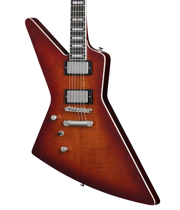 Epiphone Left Handed Extura Prophecy in Aged Bengal Tiger Burst - EIXTYABTBN1L_front-cropped.jpg