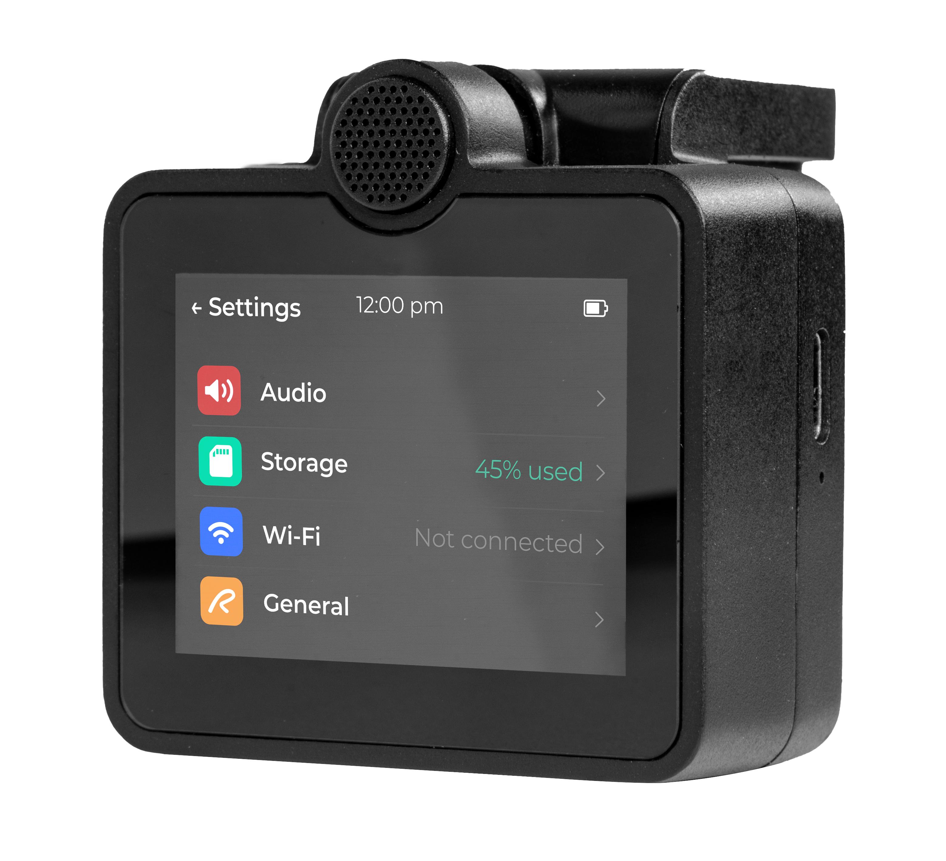 Roadie Coach Portable Recorder and Practice Tool - coach facing left with menu.jpg