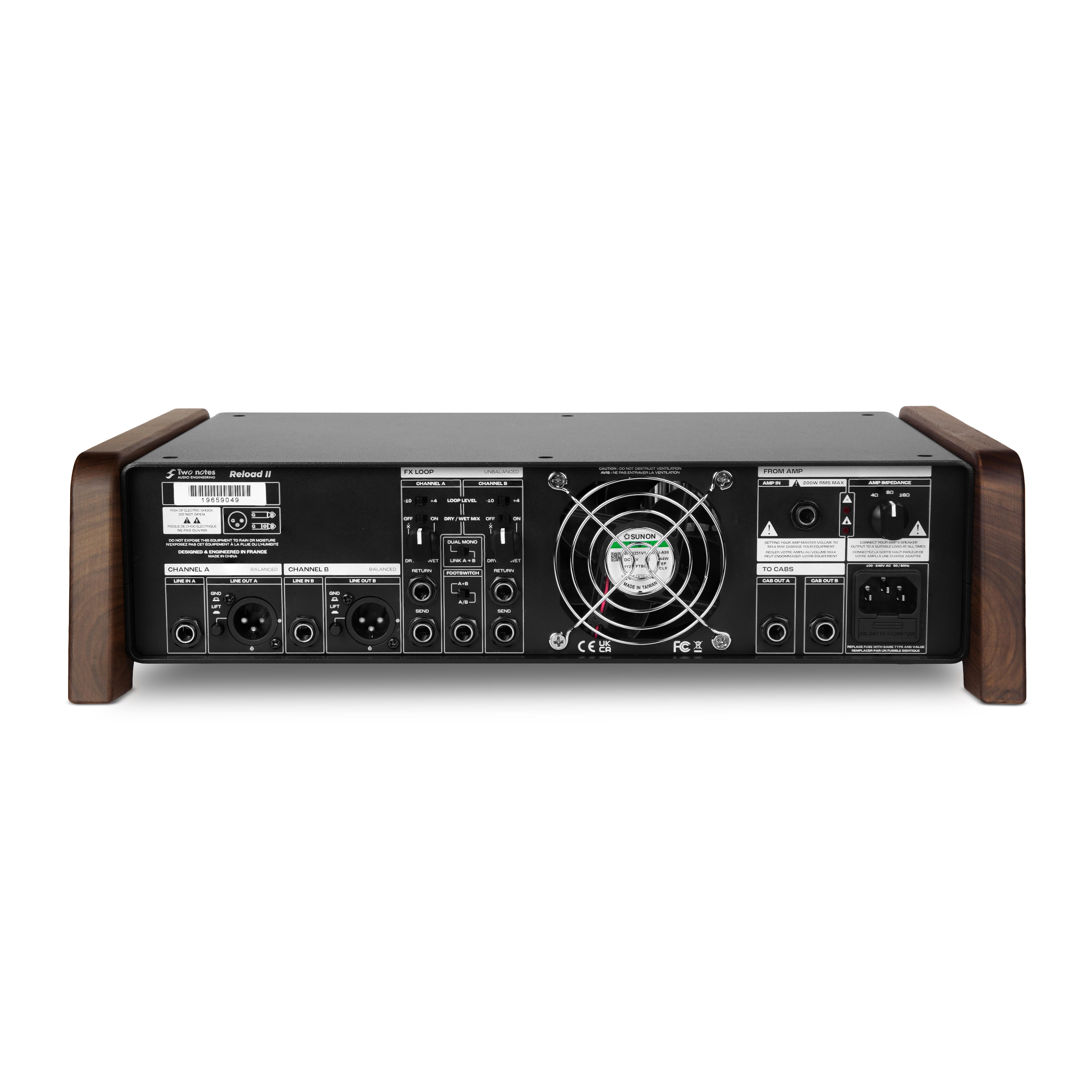 Two Notes Reload II Multi-Impedance Reactive Load Box & Active Attenuator - Reload MKII_Reverse_Face_whitebackground.jpg
