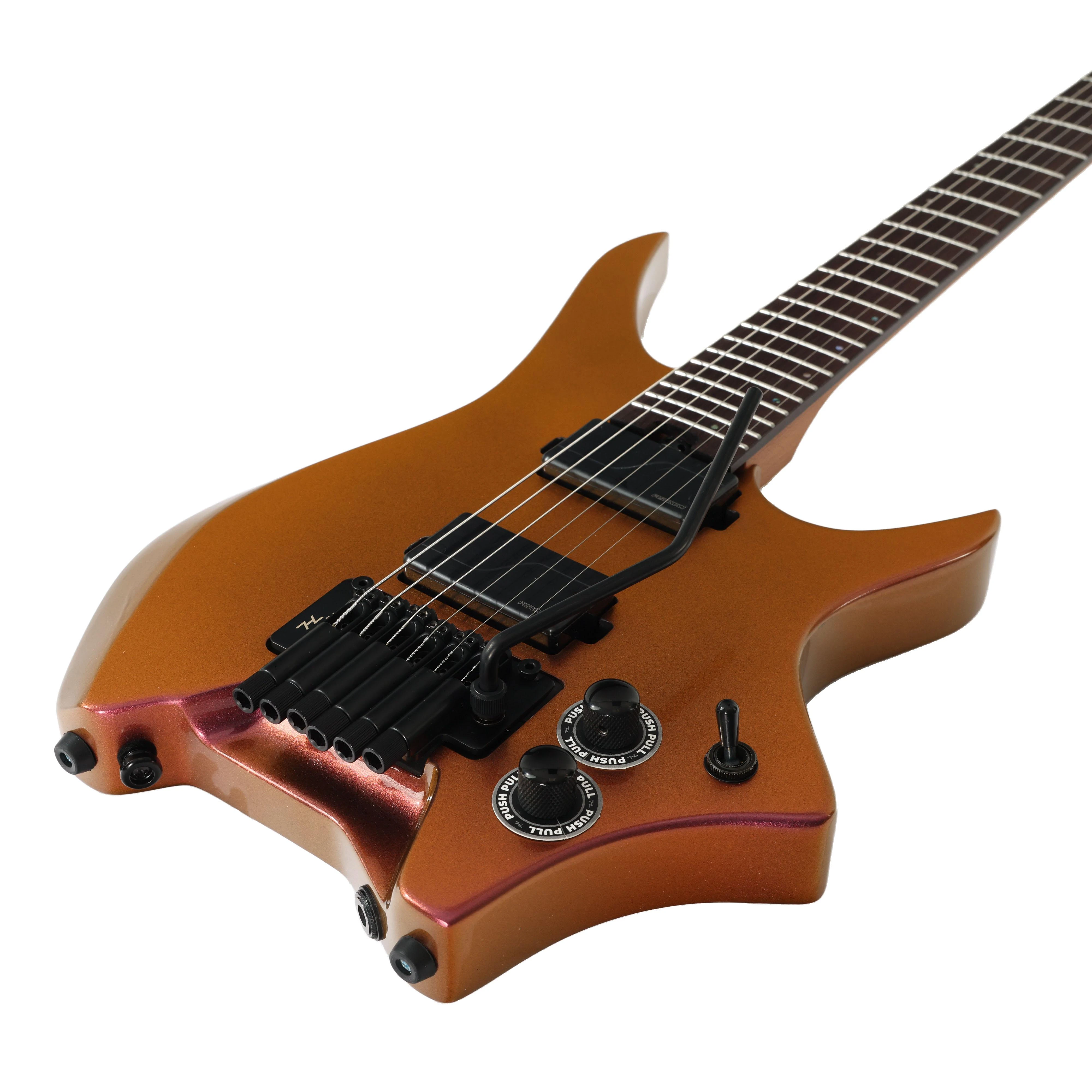 HILS HN6 Next Series Headless Electric Guitar in Ultra Gold Chameleon - HN6G-NS-UG-Photo-Angle.jpg