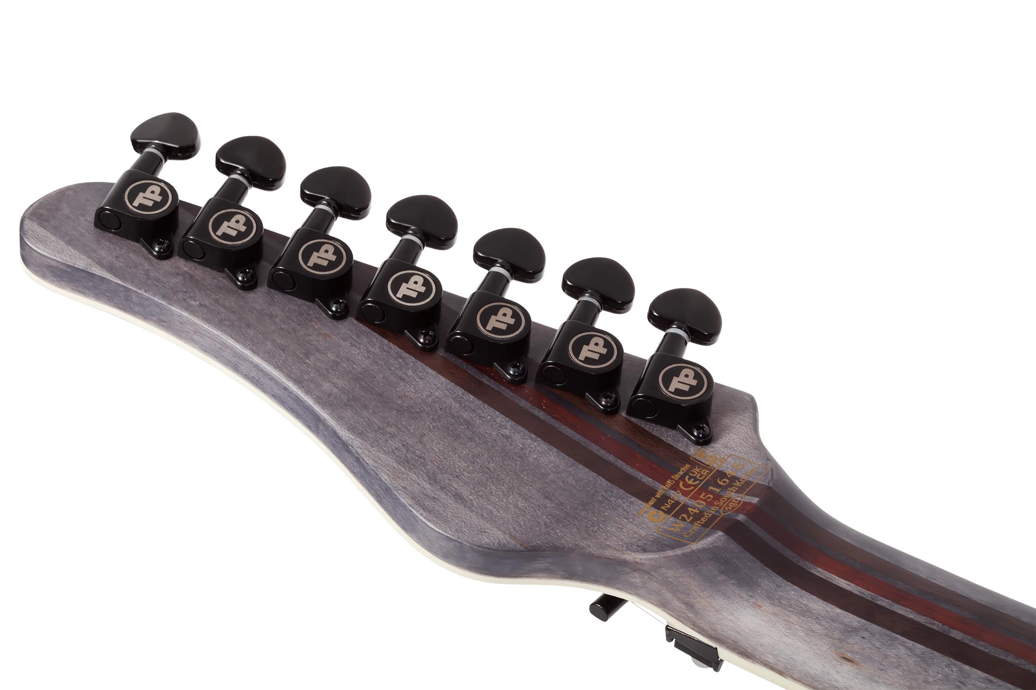 Schecter PT 7 FR-S SLS Elite Evil Twin in Satin Black - PT-7 FR S ELITE EVIL TWIN SATIN BLACK 1384 HEADSTOCK BACK.jpg
