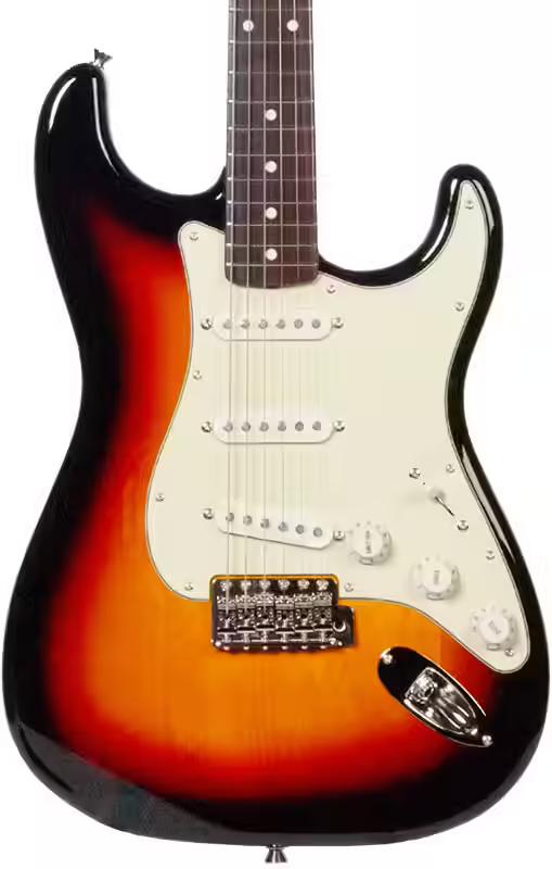 Fender Made in Japan FSR Traditional II '60s Stratocaster in 3-Tone Sunburst - Fender MIJ FSR Traditional II 60S Stratocaster RW 3TS cropped.jpg
