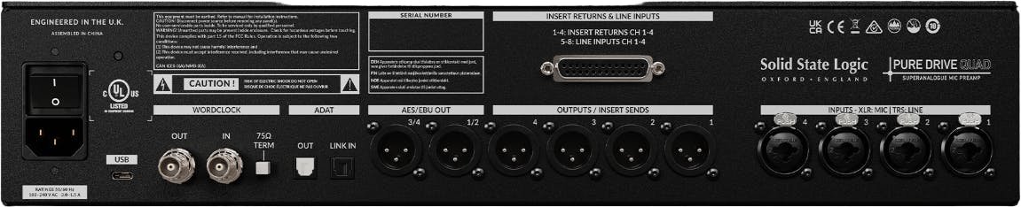 SSL Pure Drive QUAD Microphone Pre Amp & USB Soundcard - SSL0124-Solid_State_Logic_Quad_Rear.jpg