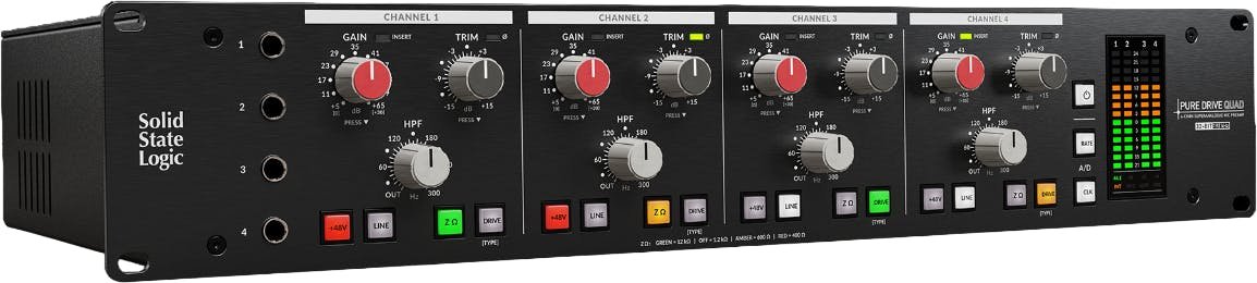 SSL Pure Drive QUAD Microphone Pre Amp & USB Soundcard - SSL0124-Solid_State_Logic_Quad_Left.jpg